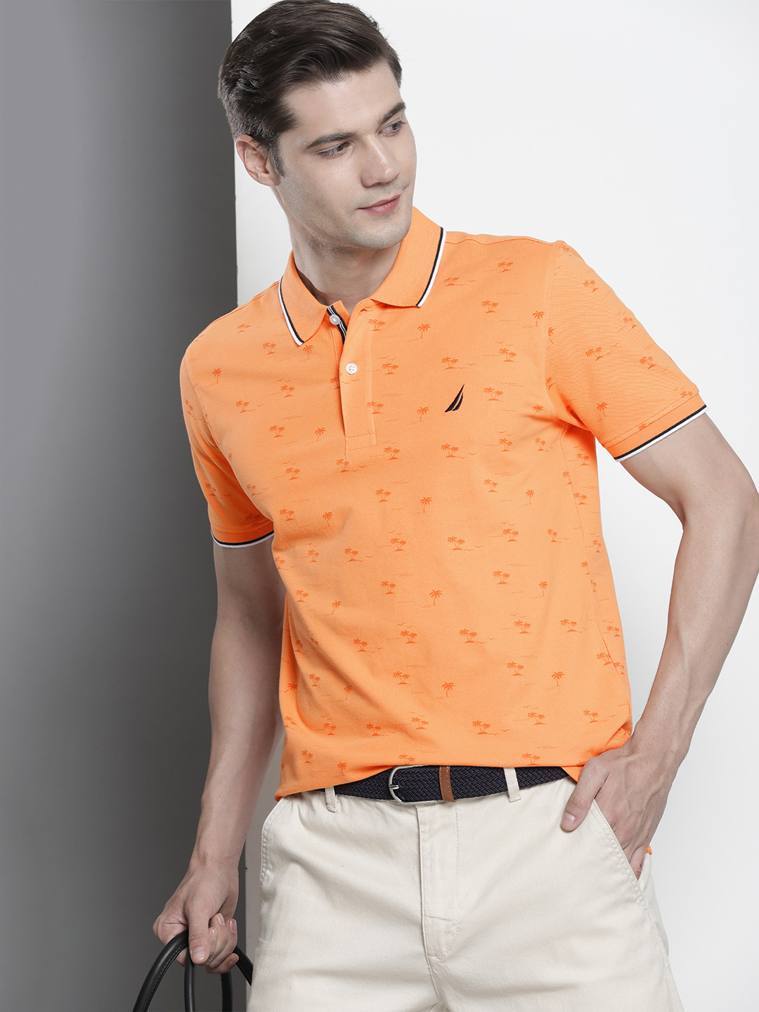 Nautica Tropical Printed Polo Collar T-shirt