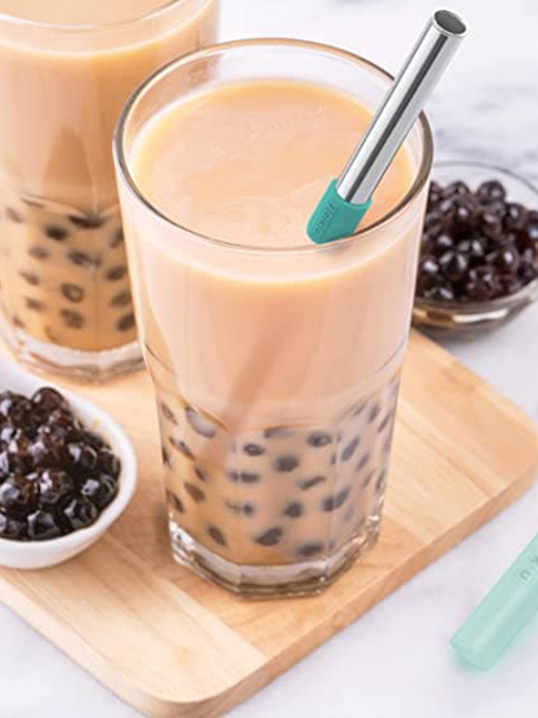 ZOKU Teal Blue Solid Stainless Steel Jumbo Pocket Straw