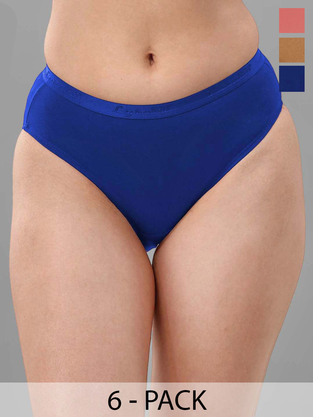 LYRA Women Pack Of 6 Assorted Solid Cotton Hipster Briefs