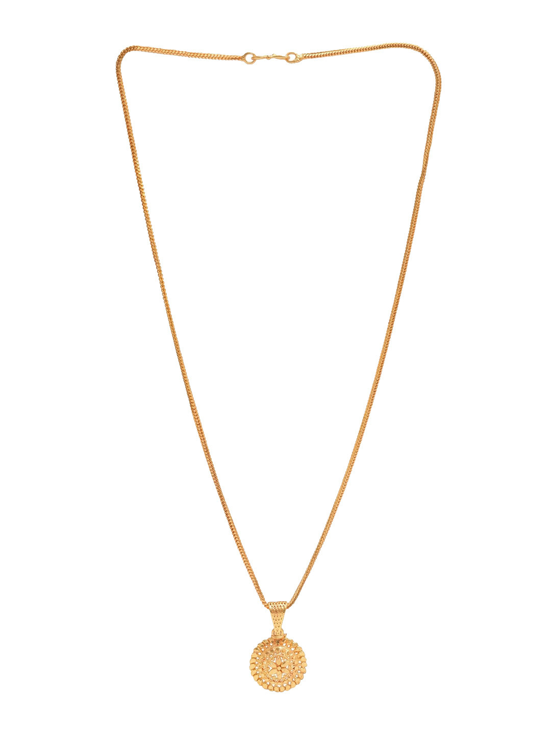 Jewar Mandi Unisex Gold-Plated Pendant With Chain