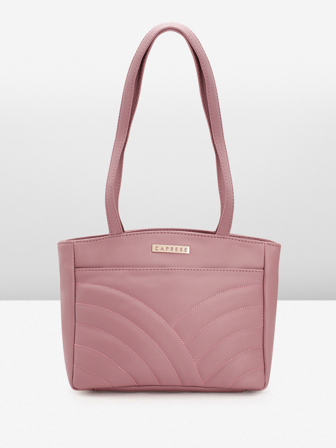 Caprese Structured Shoulder Bag with Quilted Detail