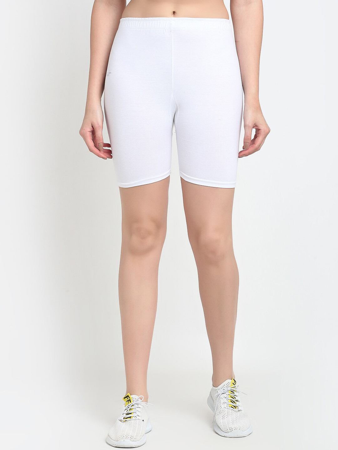 Jinfo Women White Solid Cycling Shorts