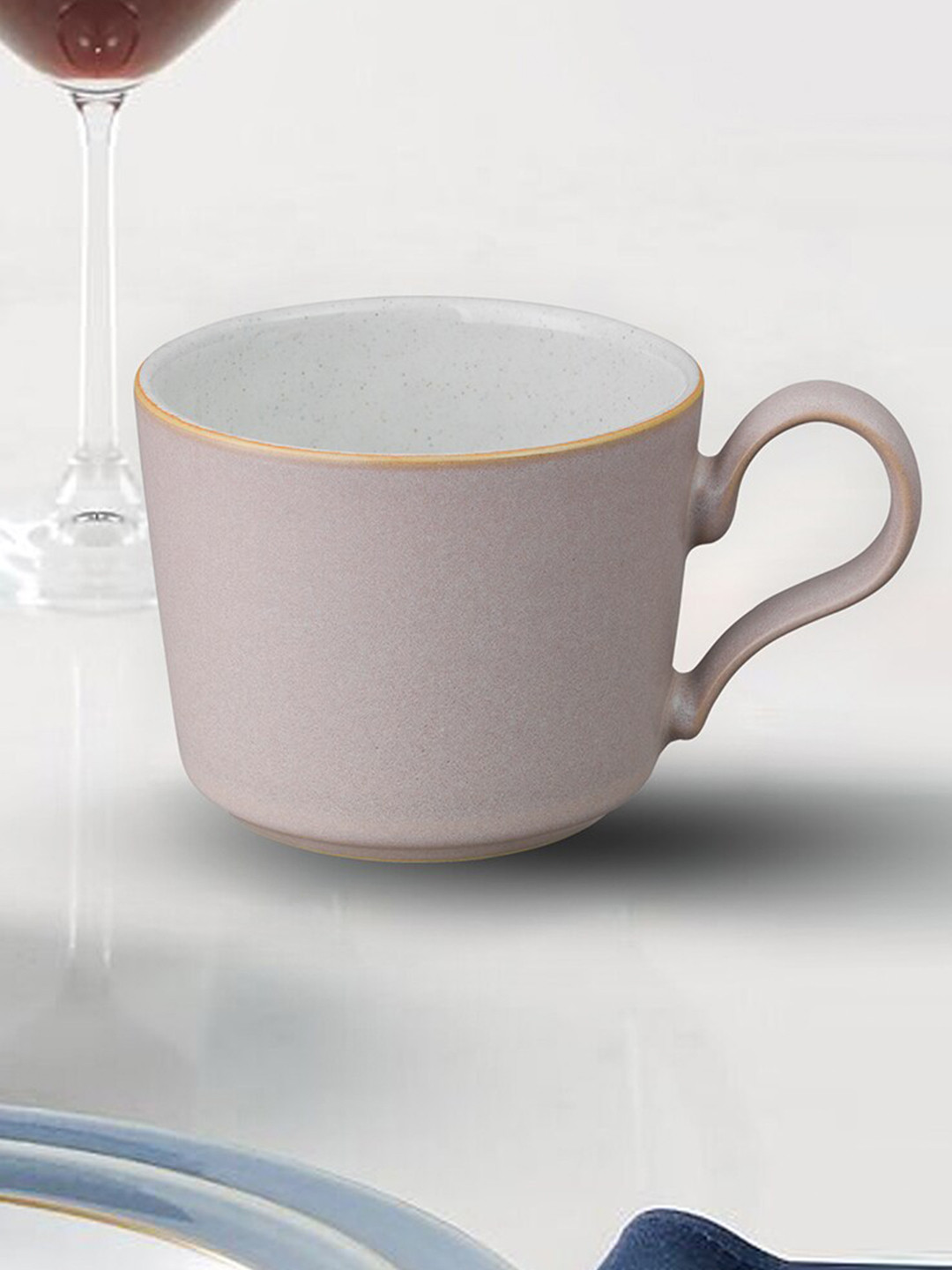 Denby Floral Engraving Design Pink Stoneware Microwave Safe Cup-220ml