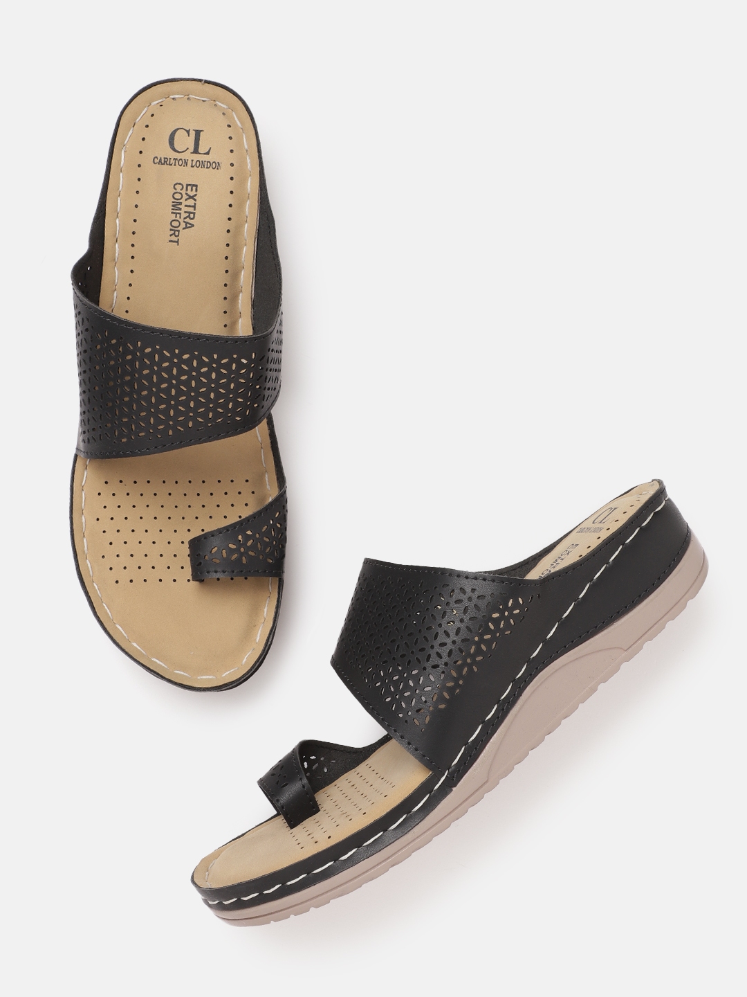 Buy Carlton London Women Brown Solid Flatform Sandals With Laser