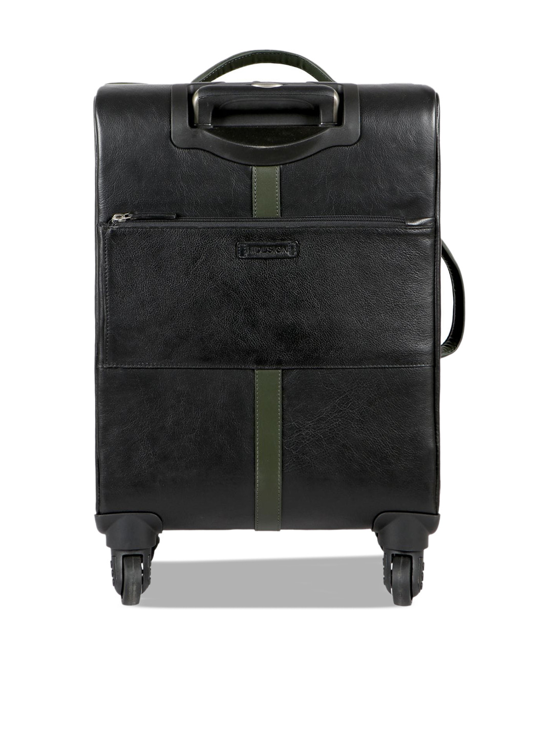 Hidesign Black Solid Medium Leather Trolley Suitcase
