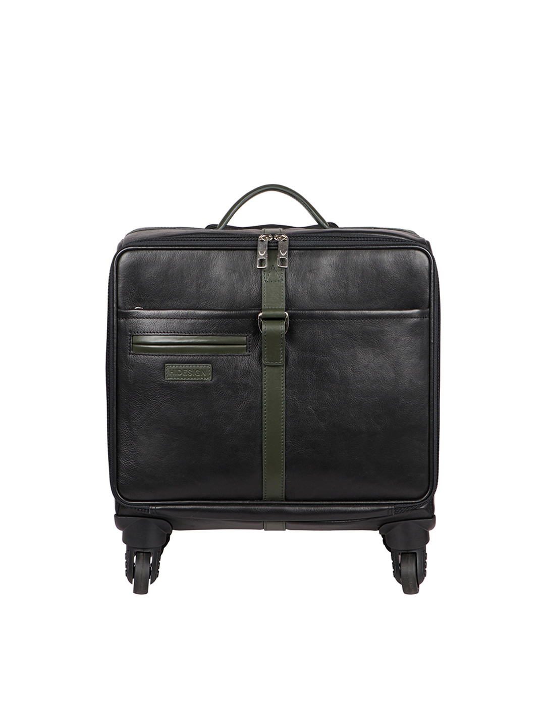 Hidesign Black Leather Cabin Trolley Suitcase