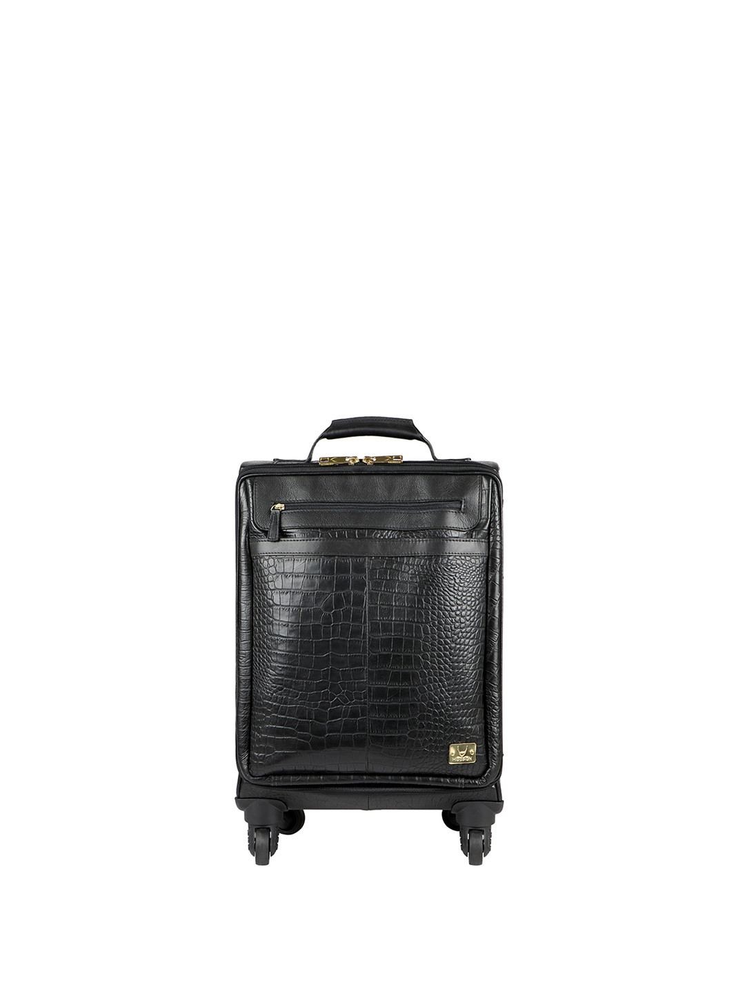 Hidesign Black Textured Leather Trolley