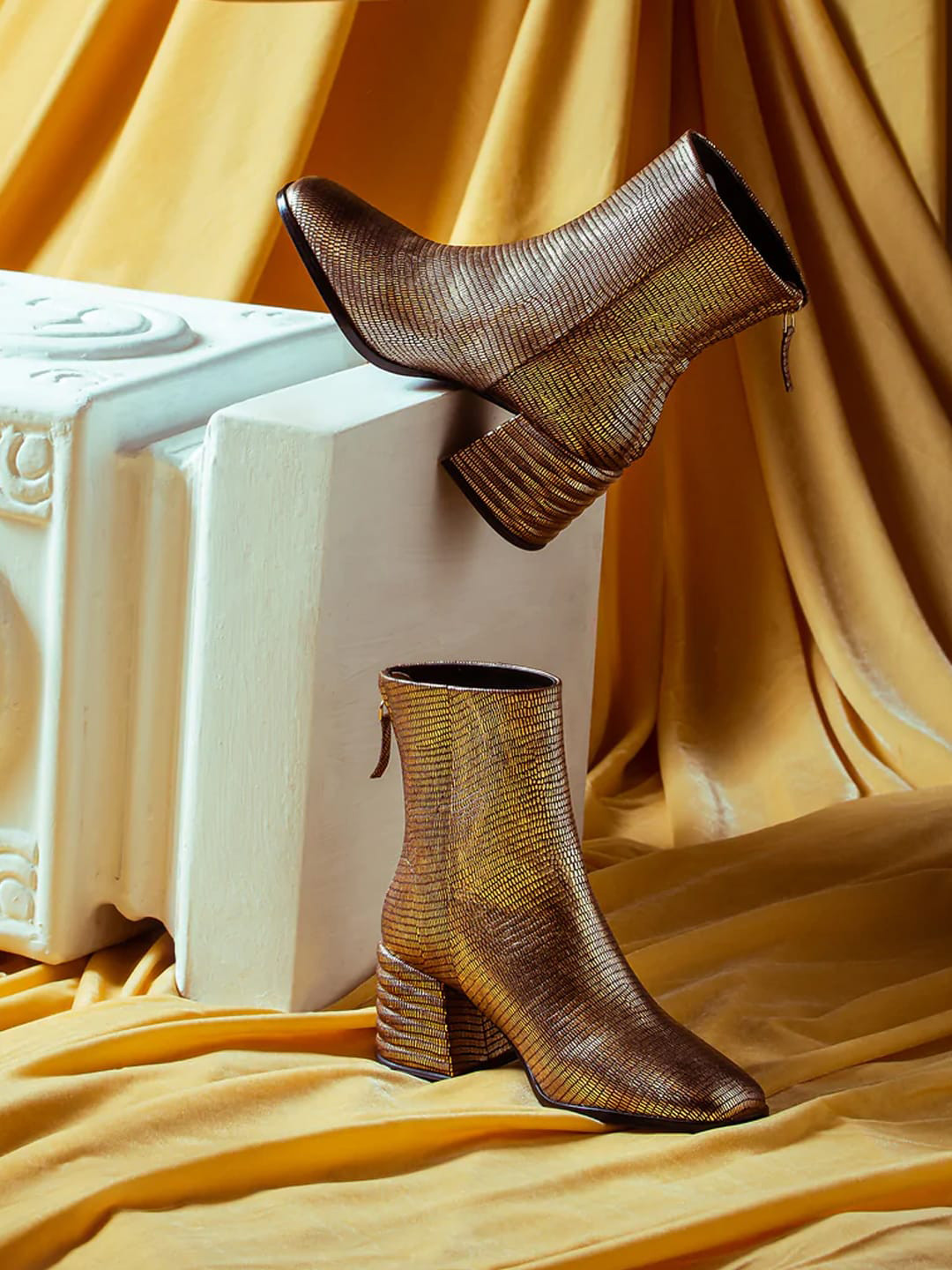 Saint G Platin Leather Back Zipper Mid-Top Regular Boots