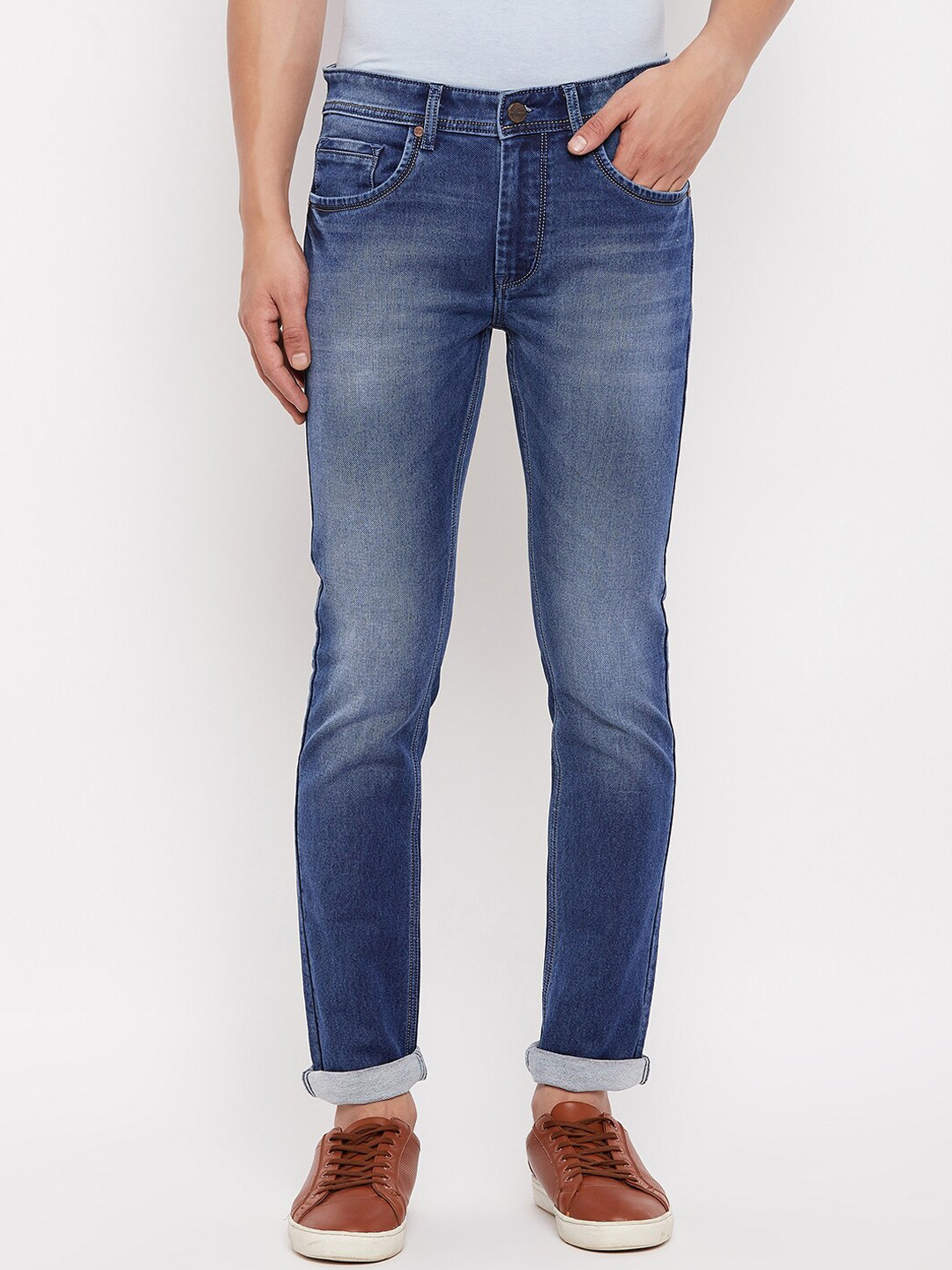 Duke Men Blue Slim Fit Heavy Fade Stretchable Medium Shade Jeans