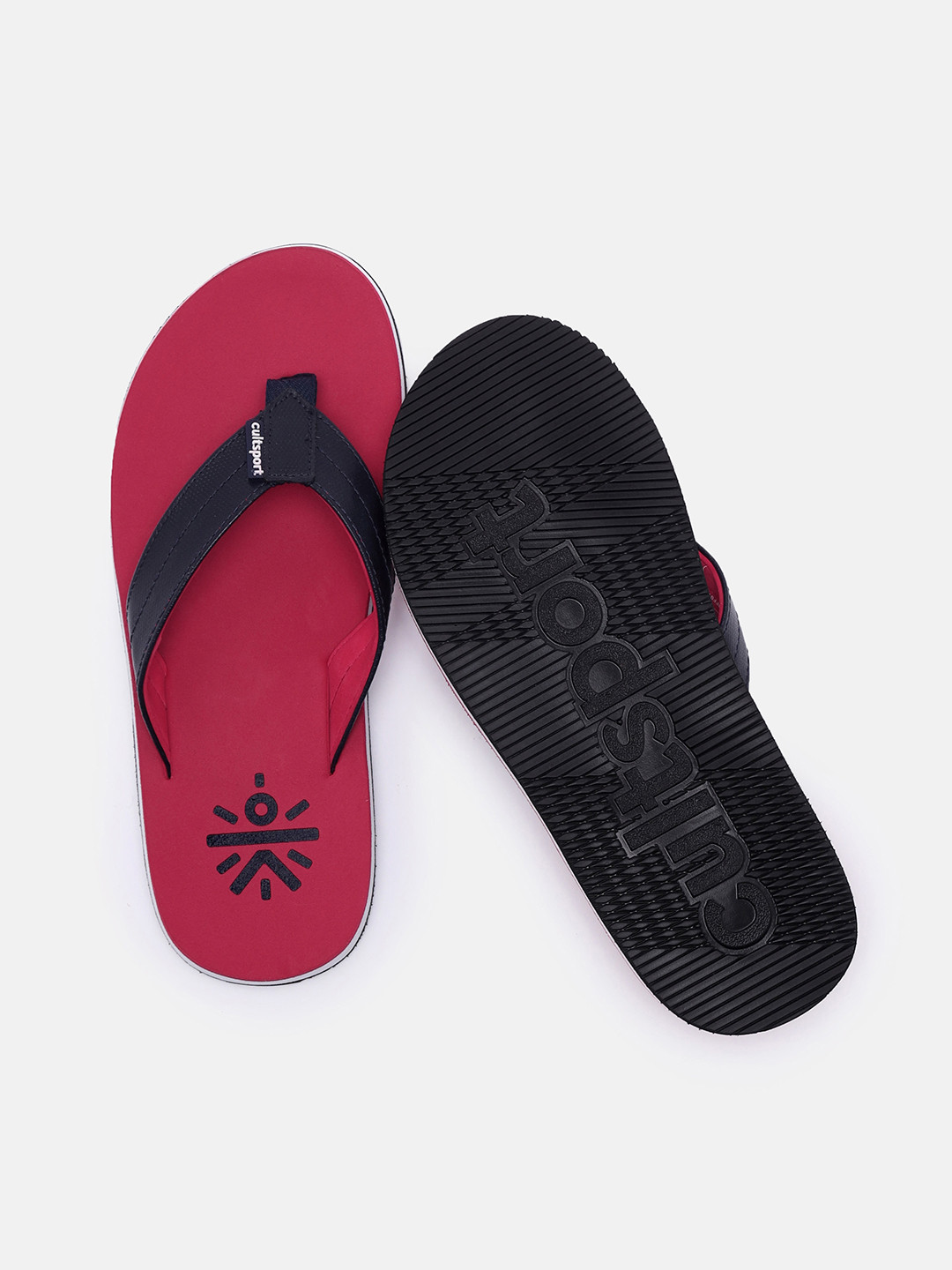 CULT Men Red & Black Solid Rubber Thong Flip-Flops