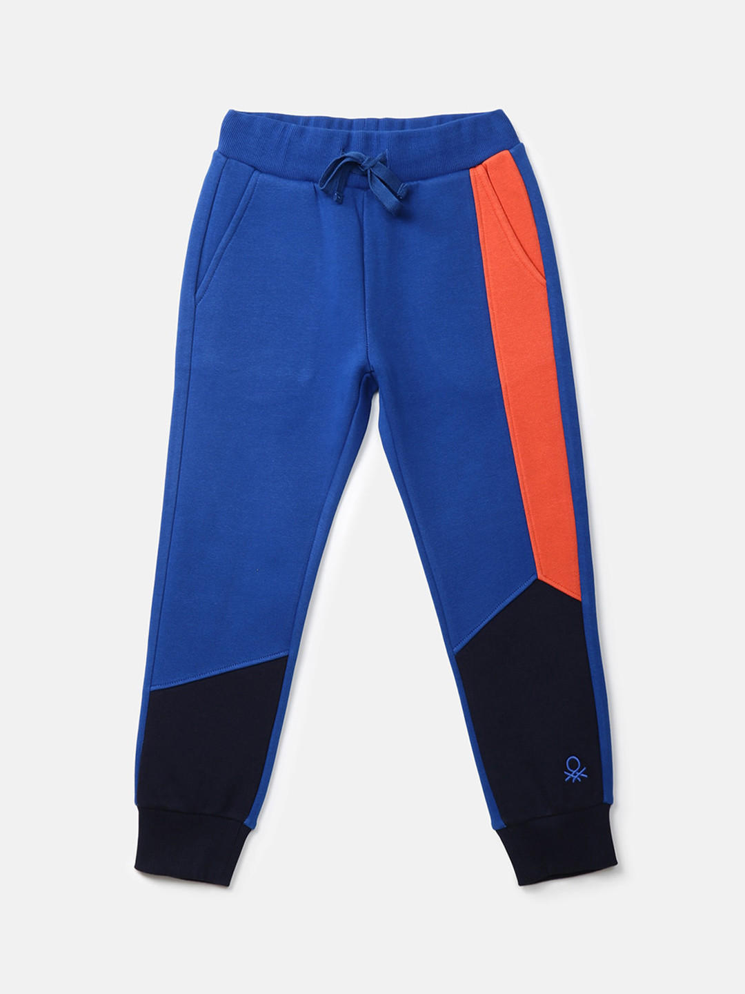 United Colors of Benetton Boys Blue Colourblocked Jogger Pants
