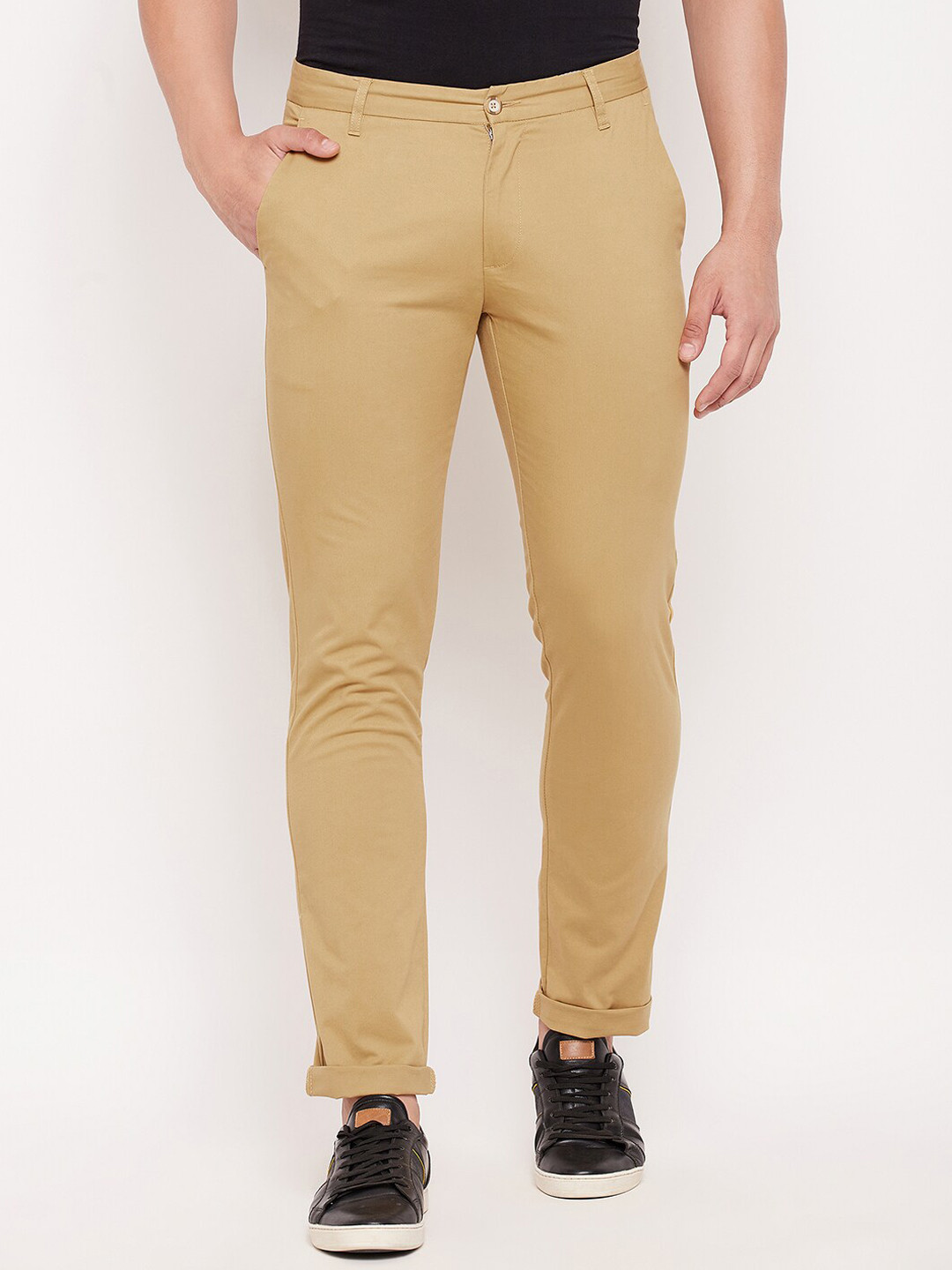 Duke Men Khaki Slim Fit Cotton Trousers