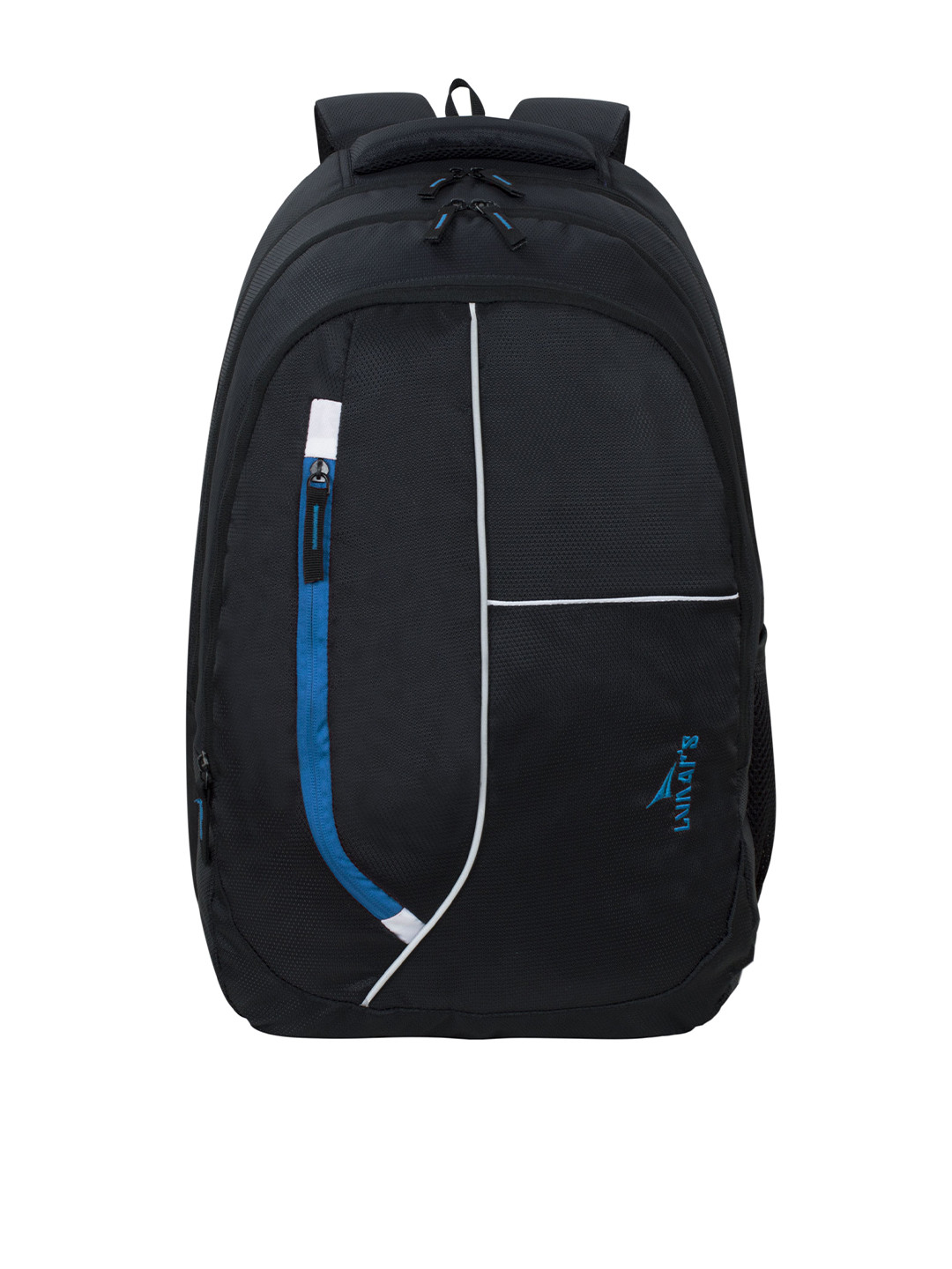 LUNAR'S Unisex Black & Blue Embroidered Backpack