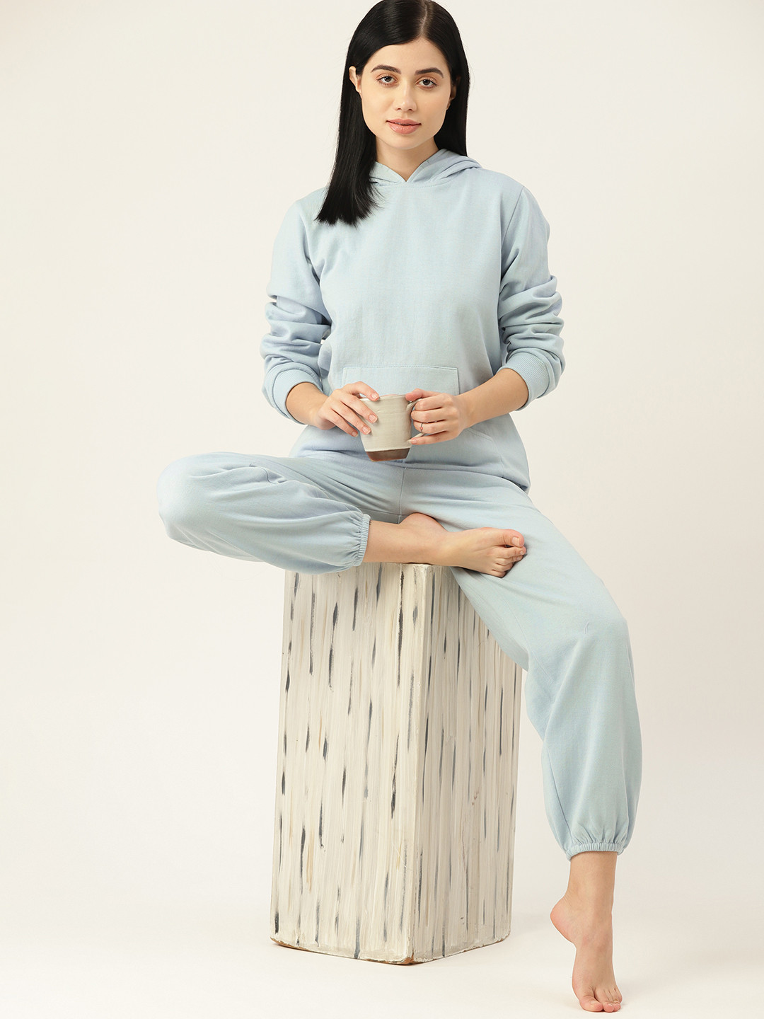 ETC Women Blue Solid Night suit