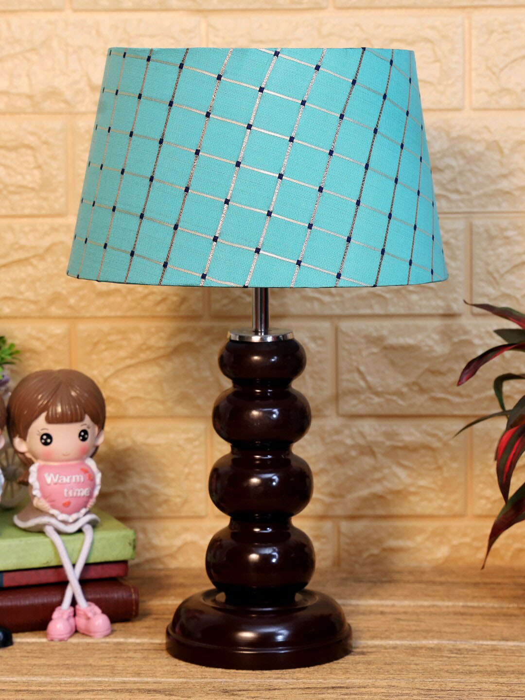 Foziq Printed Table Lamp with Wood Base