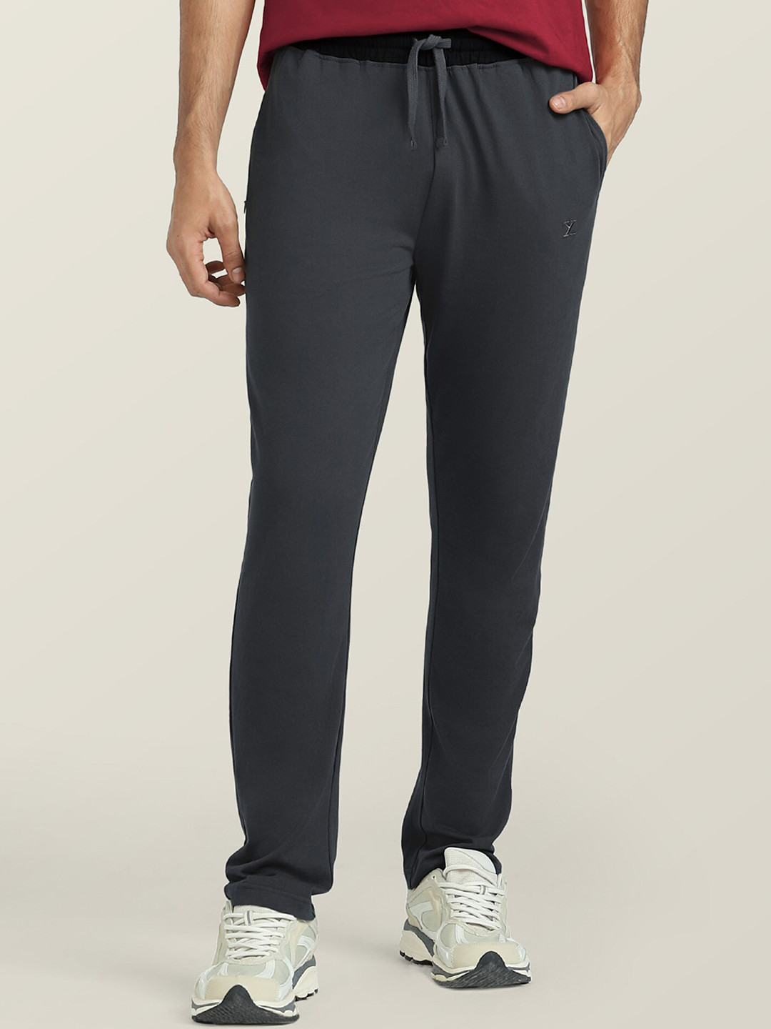 XYXX Men Grey Solid Nova Cotton Rich Track Pants