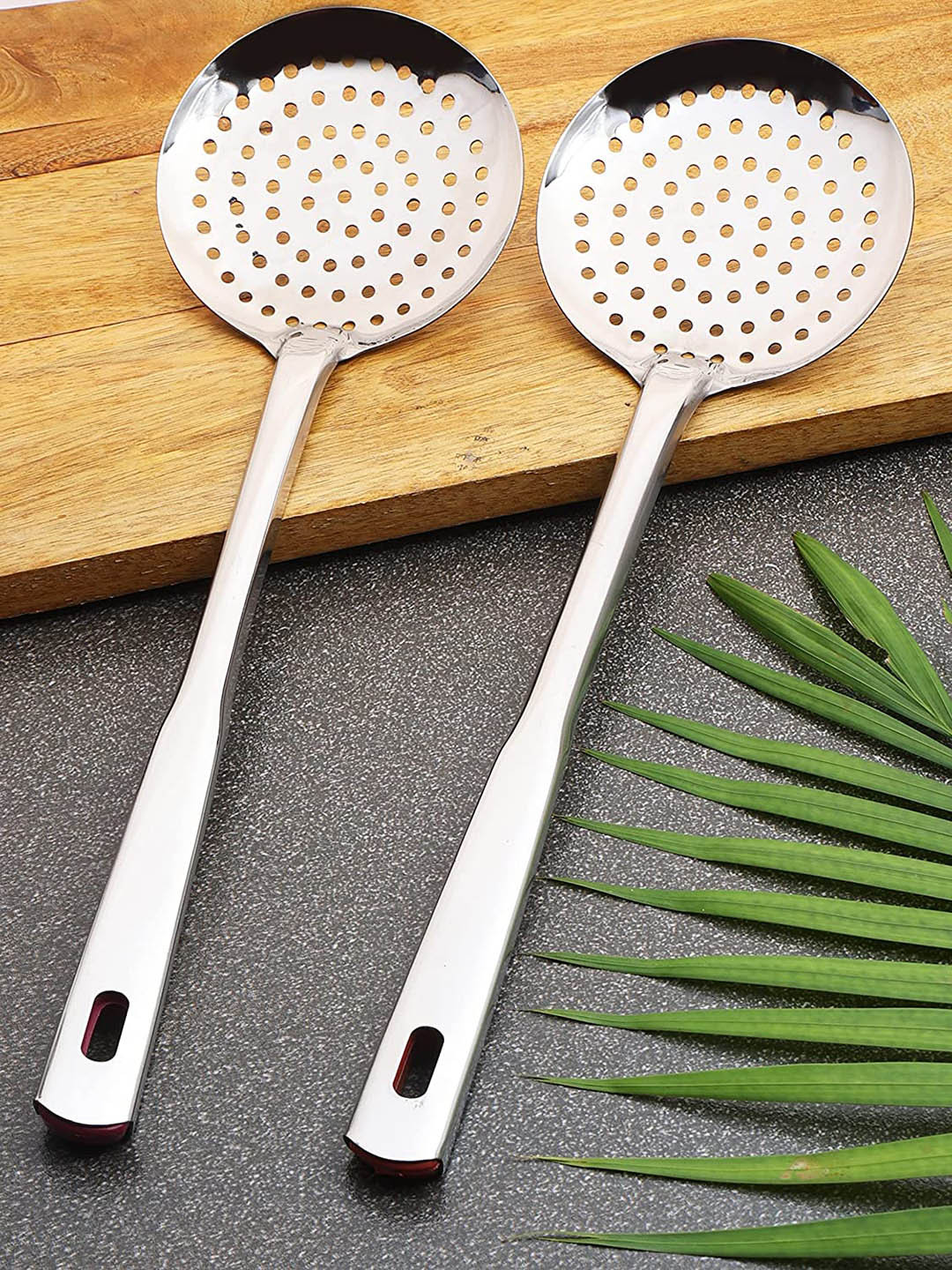 ZEVORA Set Of 2 Silver-Toned Stainless Steel Skimmer Cutlery