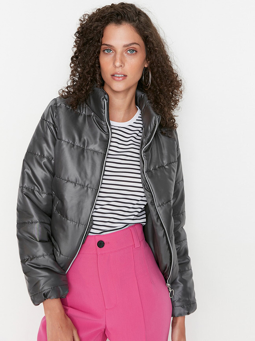 Trendyol Mock Collar Zip Closure Puffer Jacket