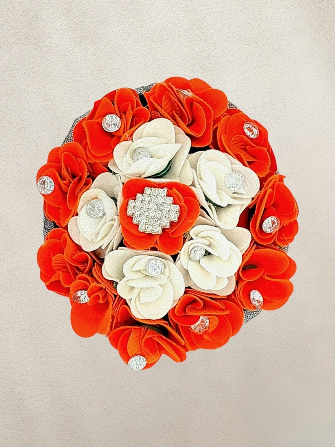 DIAN Women Orange & White Embellished Floral Hair Bun Cover