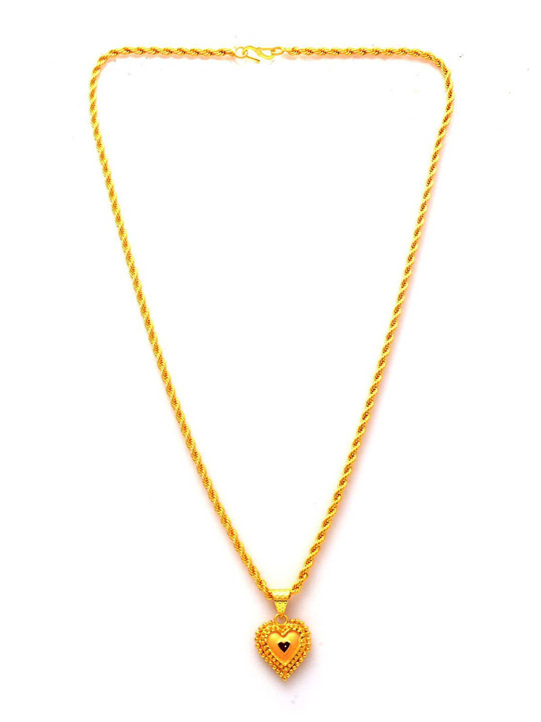 Jewar Mandi Unisex Gold-Tonned Gold-Plated Hear Shaped Pendant With Chain