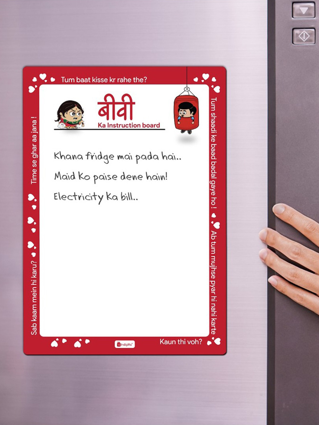 Indigifts Biwi ka Instruction Magnetic Board Plastic Glossy Hall Wall Hangings-10In