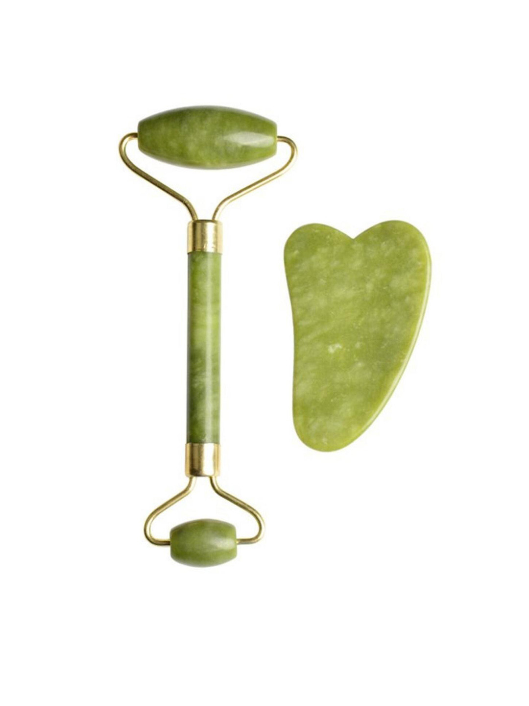Peau Dorigine Green Jade Roller & Gua Sha Stone Face Massager Stone