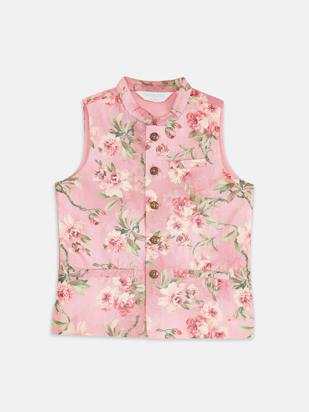 indus route by Pantaloons Boys Pink Floral Printed Waistcoat