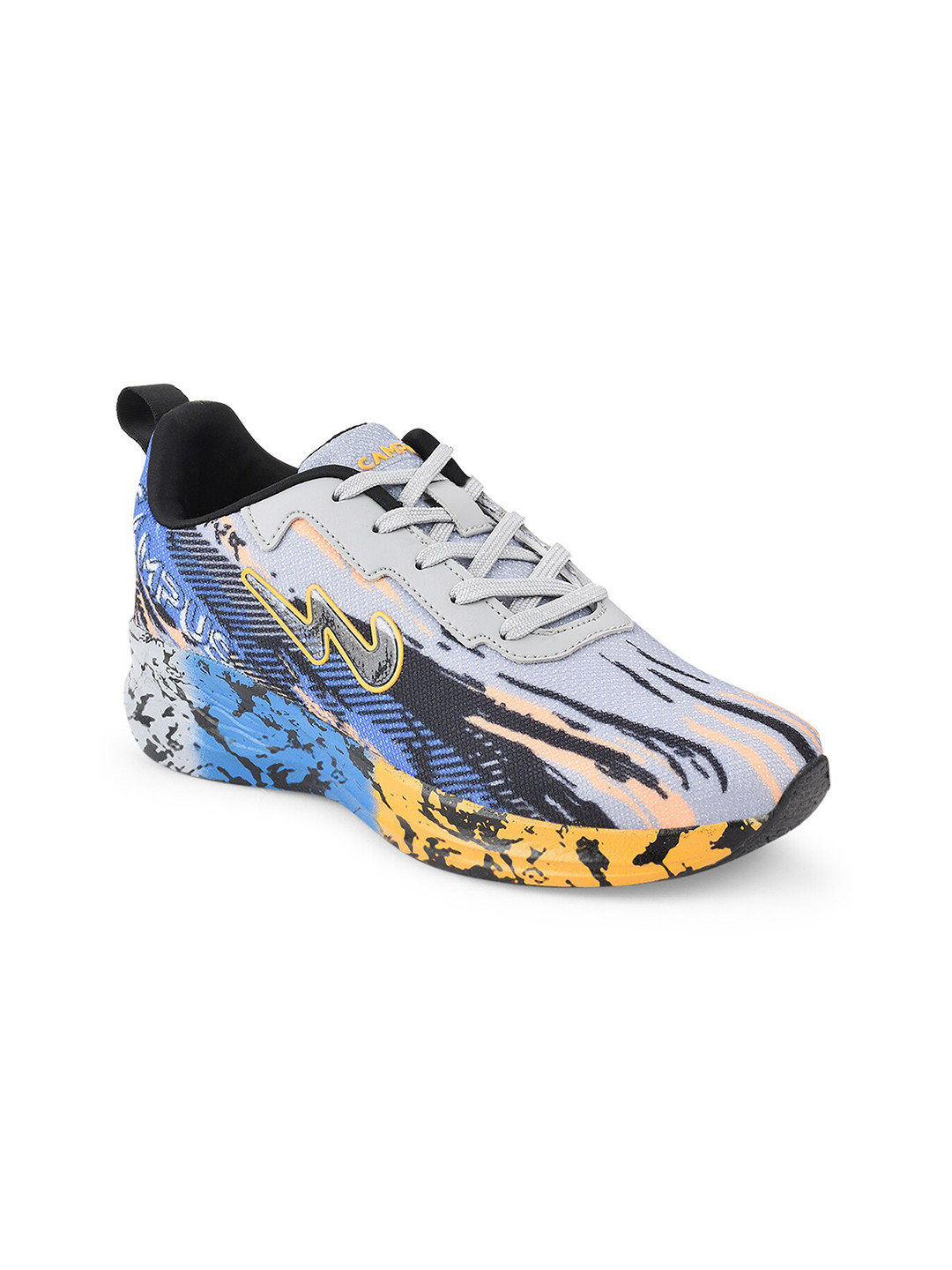 Campus Women CAMP SHIMMER Grey & Blue Printed Mesh Running Shoes