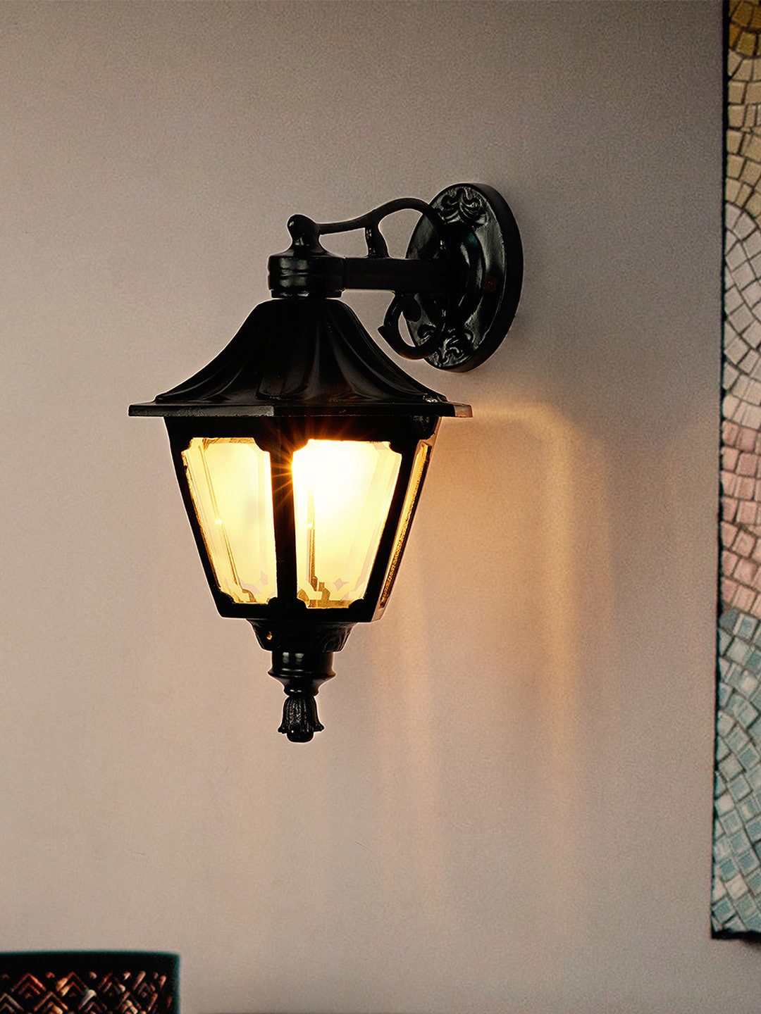 Fos Lighting Black Small Victorian Downward Single Light Outdoor Wall Lamps