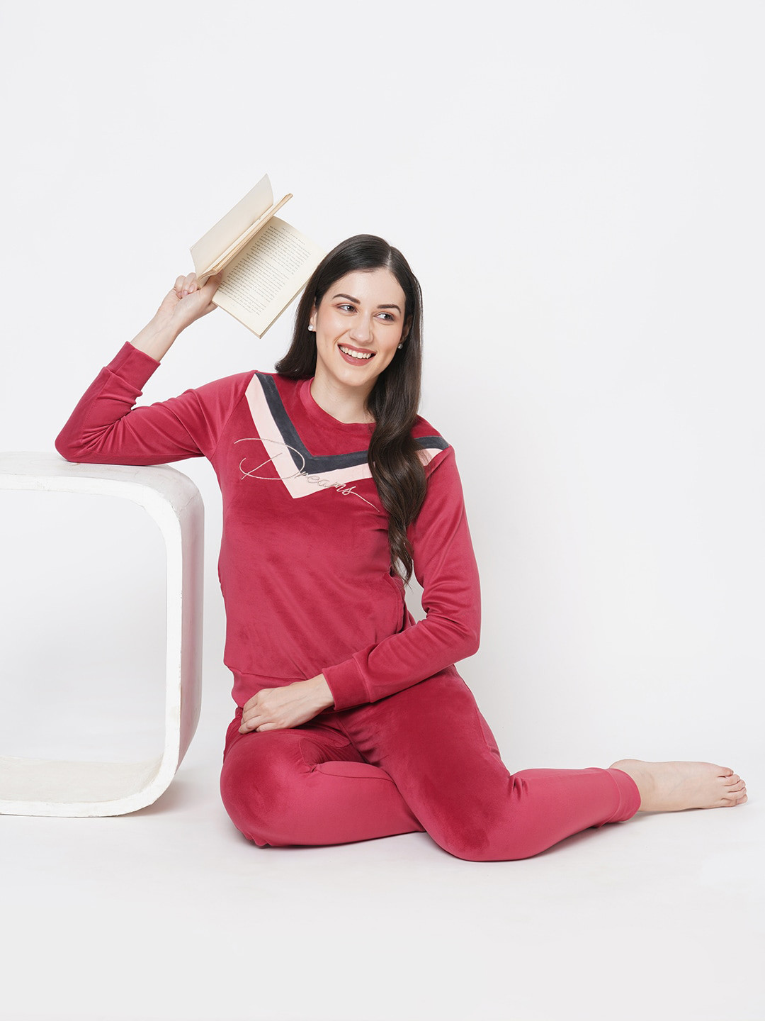 Sweet Dreams Women Red Solid Tracksuit