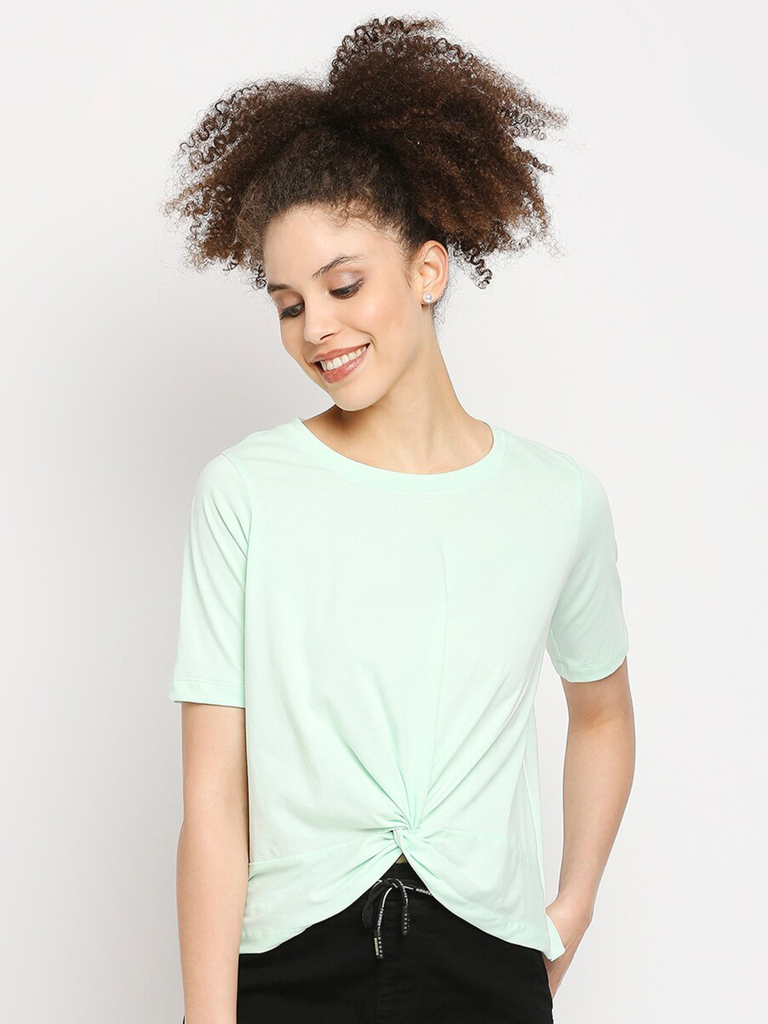 Autumn Hues Women Cotton  Green T-shirt