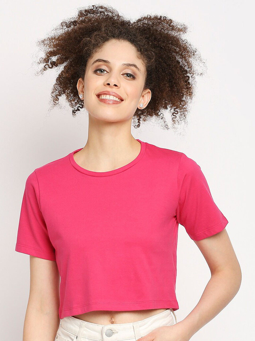 Autumn Hues Women Pink Cotton T-shirt