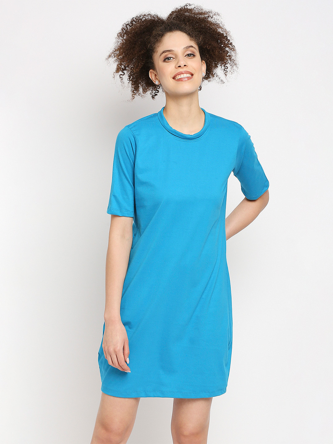 Autumn Hues Blue T-shirt Dress