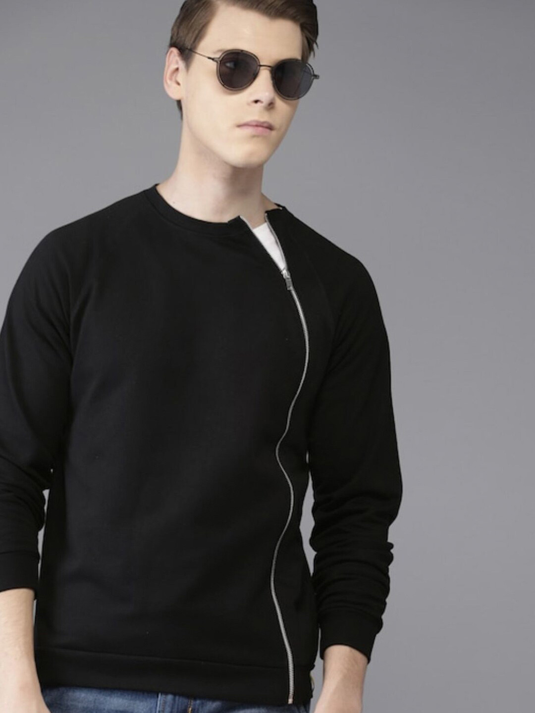 Campus Sutra Men Black Casual Sweatshirt