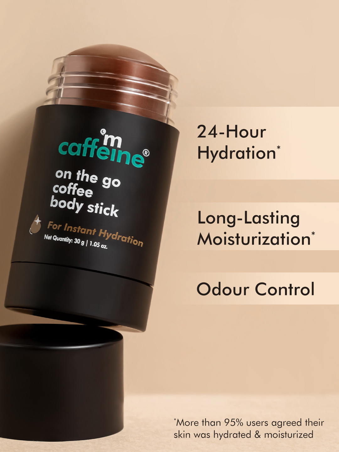 MCaffeine On The Go Coffee Body Stick for 24 hr Hydration & Odor Control - 30 g