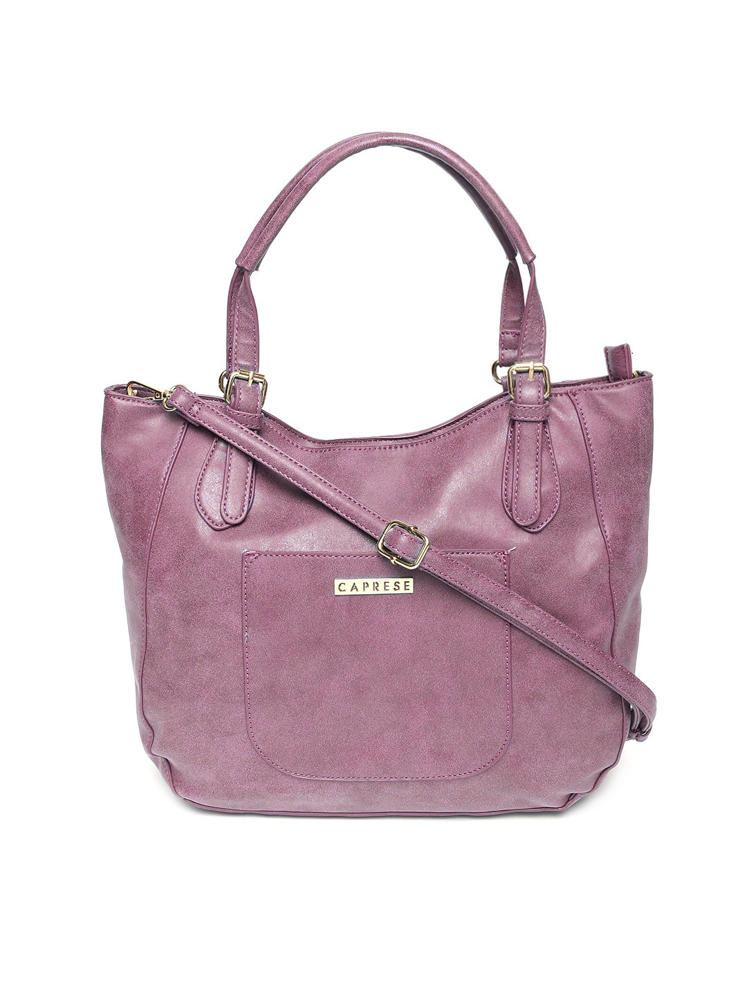 Buy Caprese Mauve Solid Handheld Bag With Detachable Sling Strap