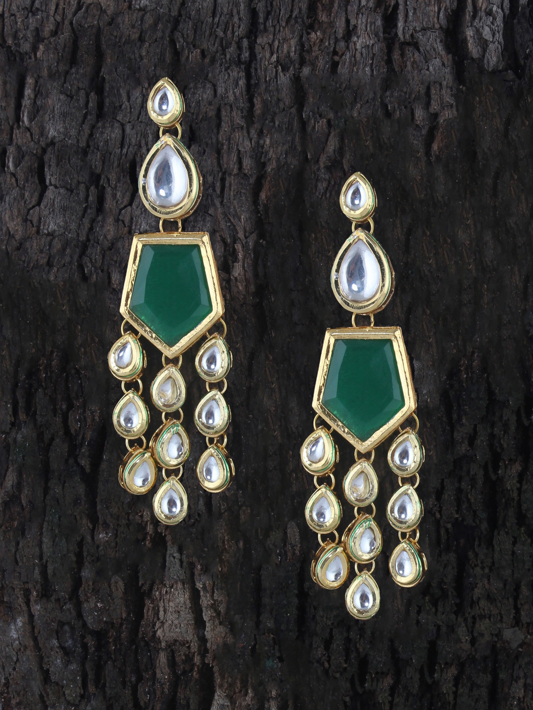 LUCKY JEWELLERY Green Geometric Drop Earrings