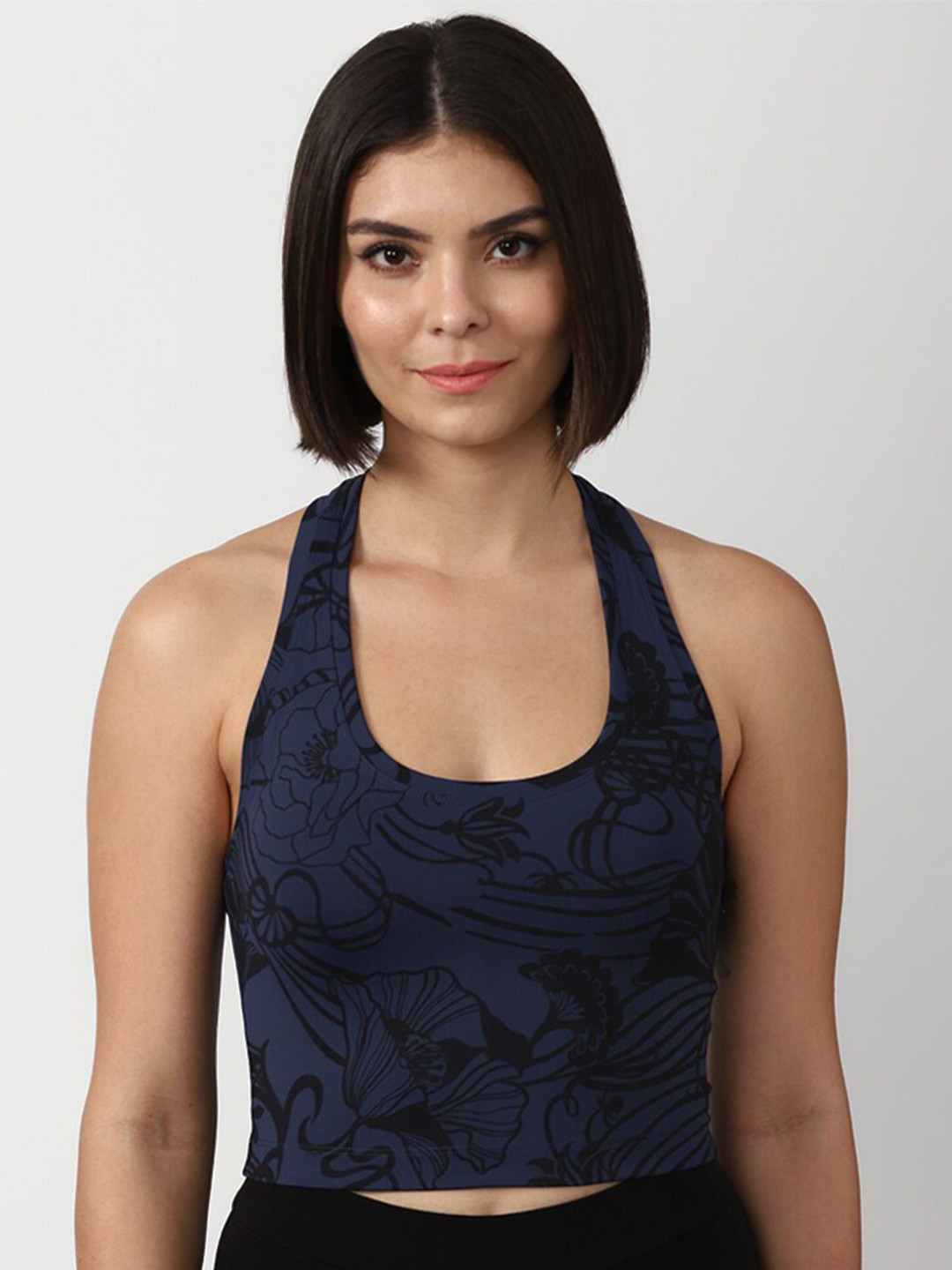 FOREVER 21 Blue Floral Print Tank Crop Top