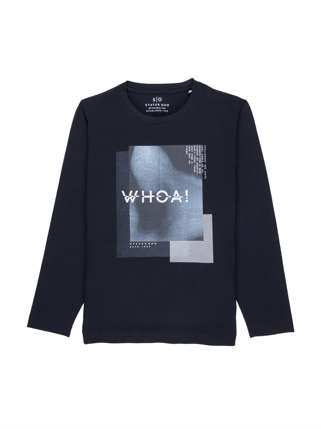 Status Quo Boys Black Printed T-shirt