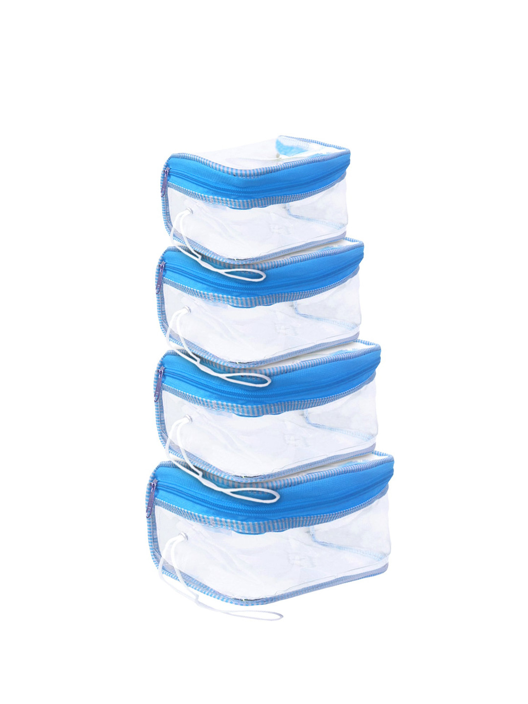 Kuber Industries Pack of 4 Transparent Solid PVC Travel Toiletry Organisers