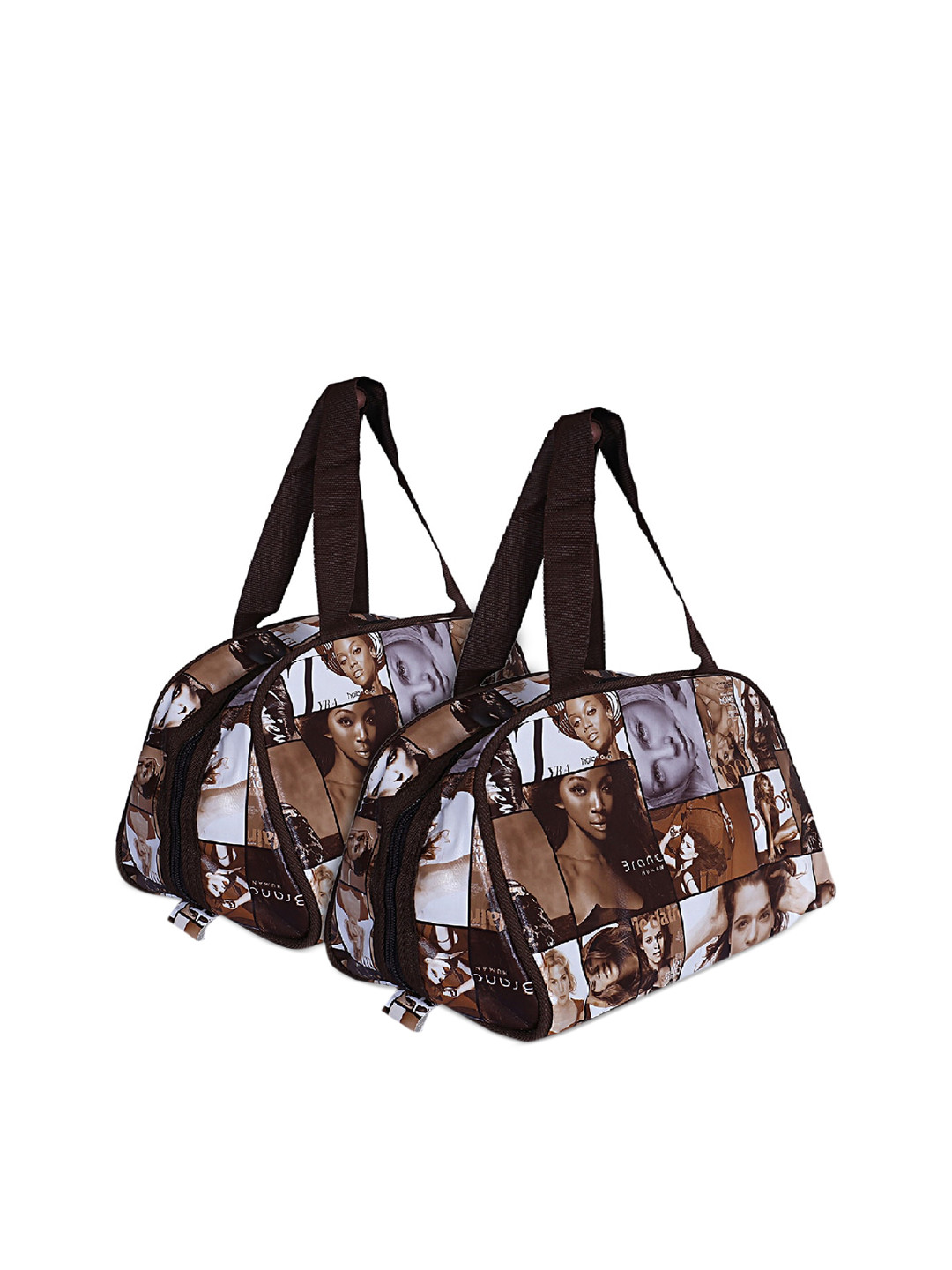 Kuber Industries Set Of 2 Brown Printed Oversized Shopper Handheld Bag