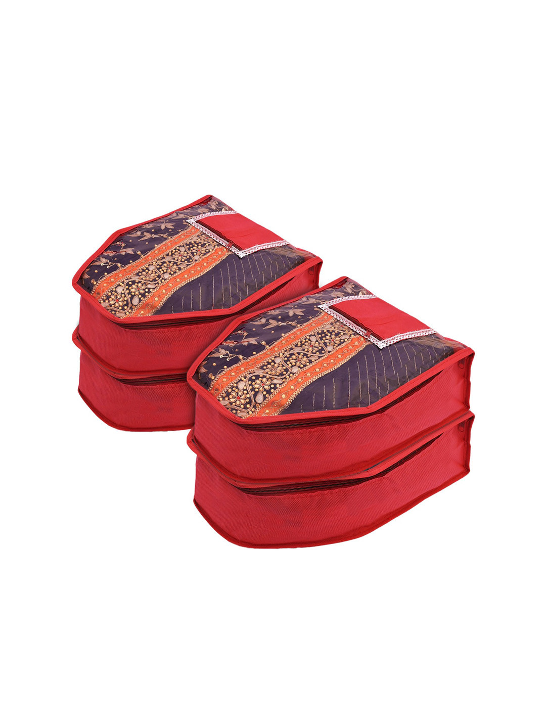 Kuber Industries Pack Of 4 Red Solid Clothes Cover
