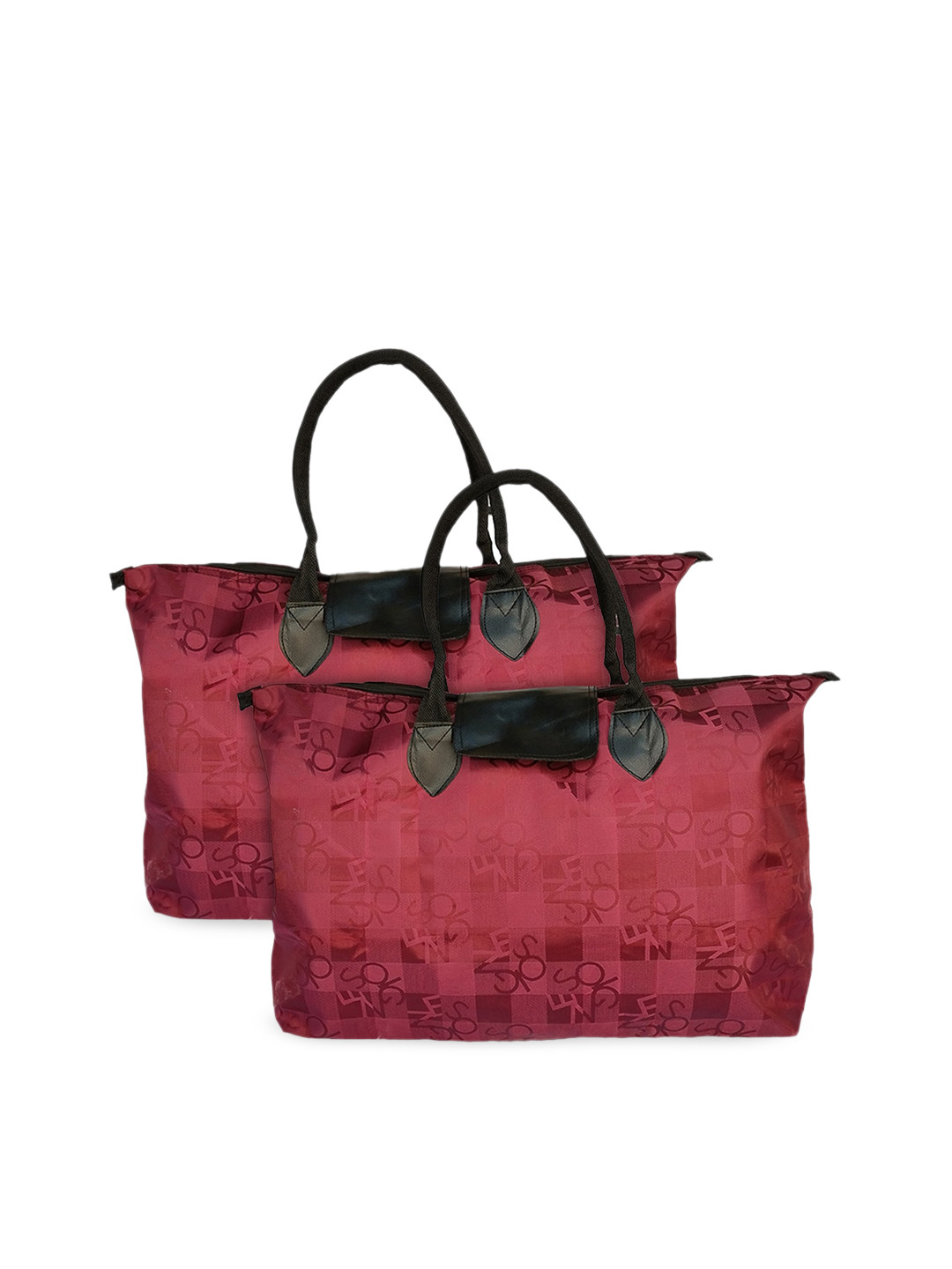 Kuber Industries Pack Of 2 Maroon Printed Grocery Bags With Handles