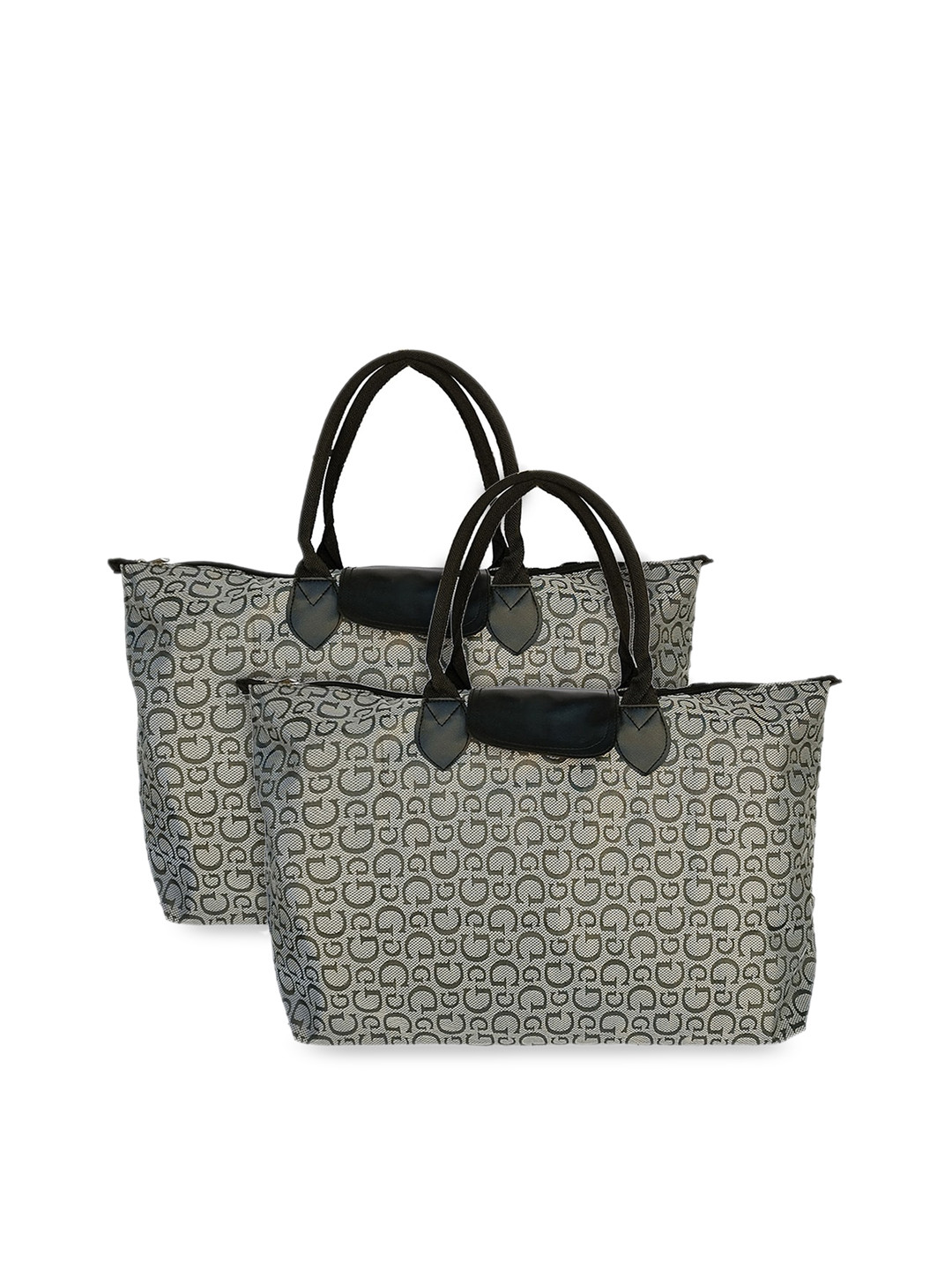 Kuber Industries Pack Of 2 Grey Printed Shopping Bag