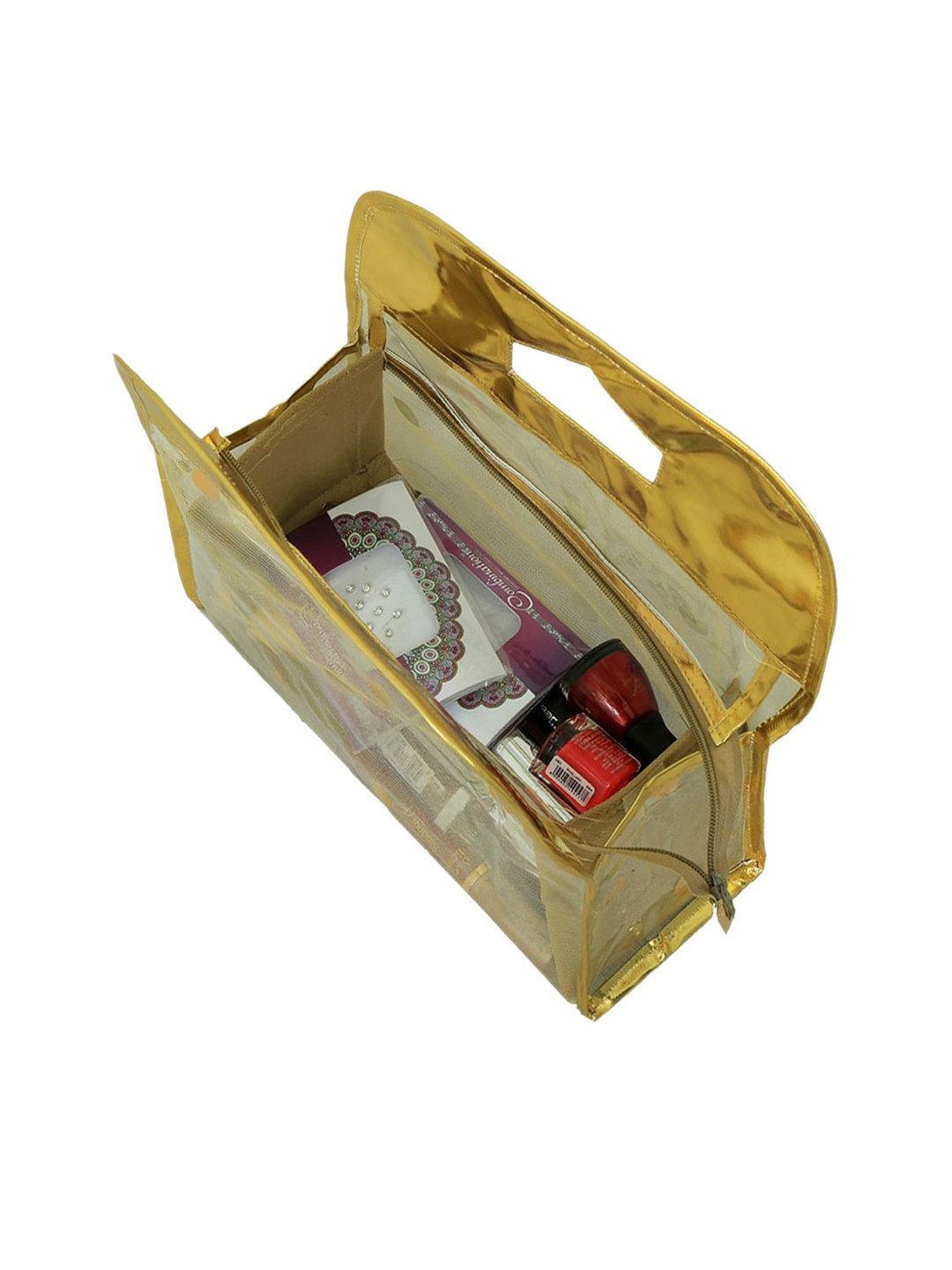 Kuber Industries Gold-Colored Solid Makeup Organiser