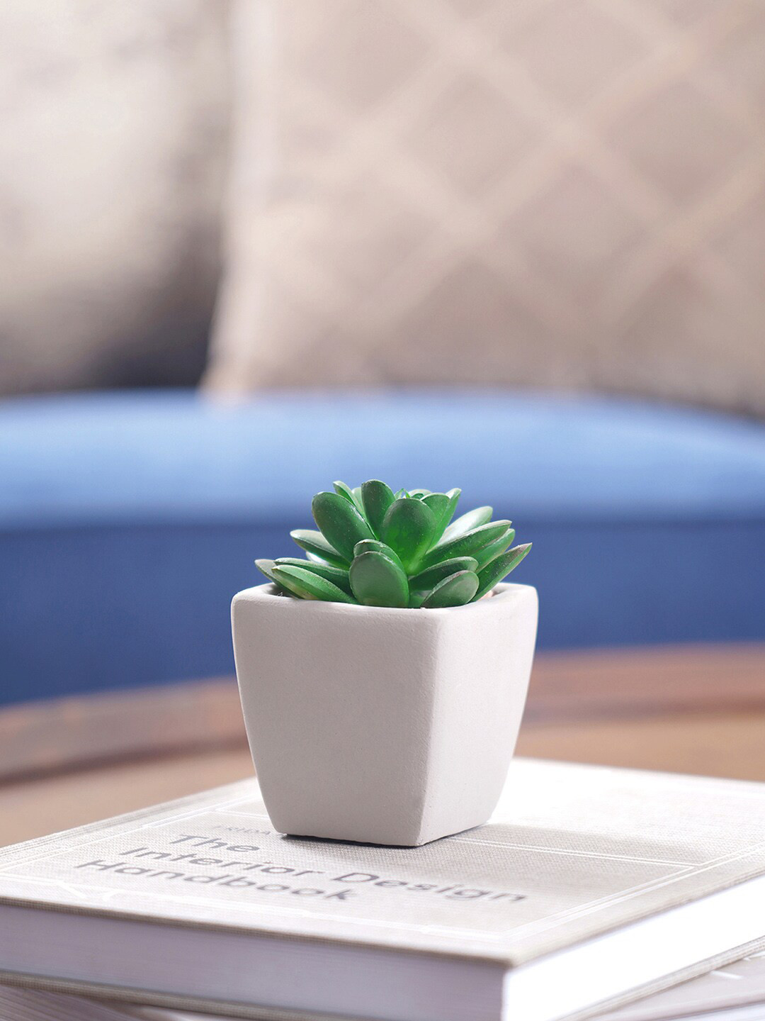 Pure Home and Living Set of 2 White Solid Artificial Plants with Pots