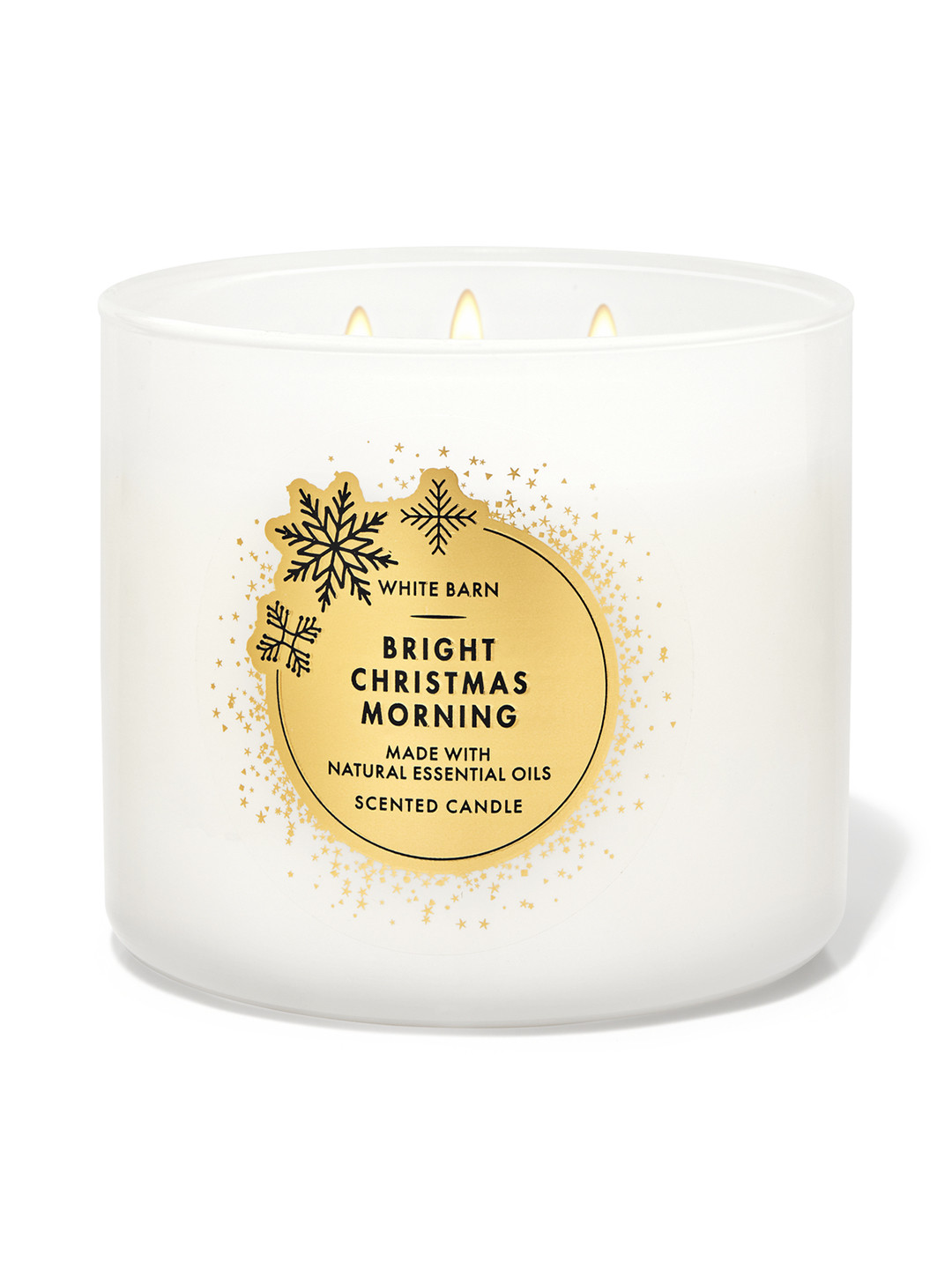 Bath & Body Works Bright Christmas Morning 3-Wick Scented Candle with Essential Oils- 411g