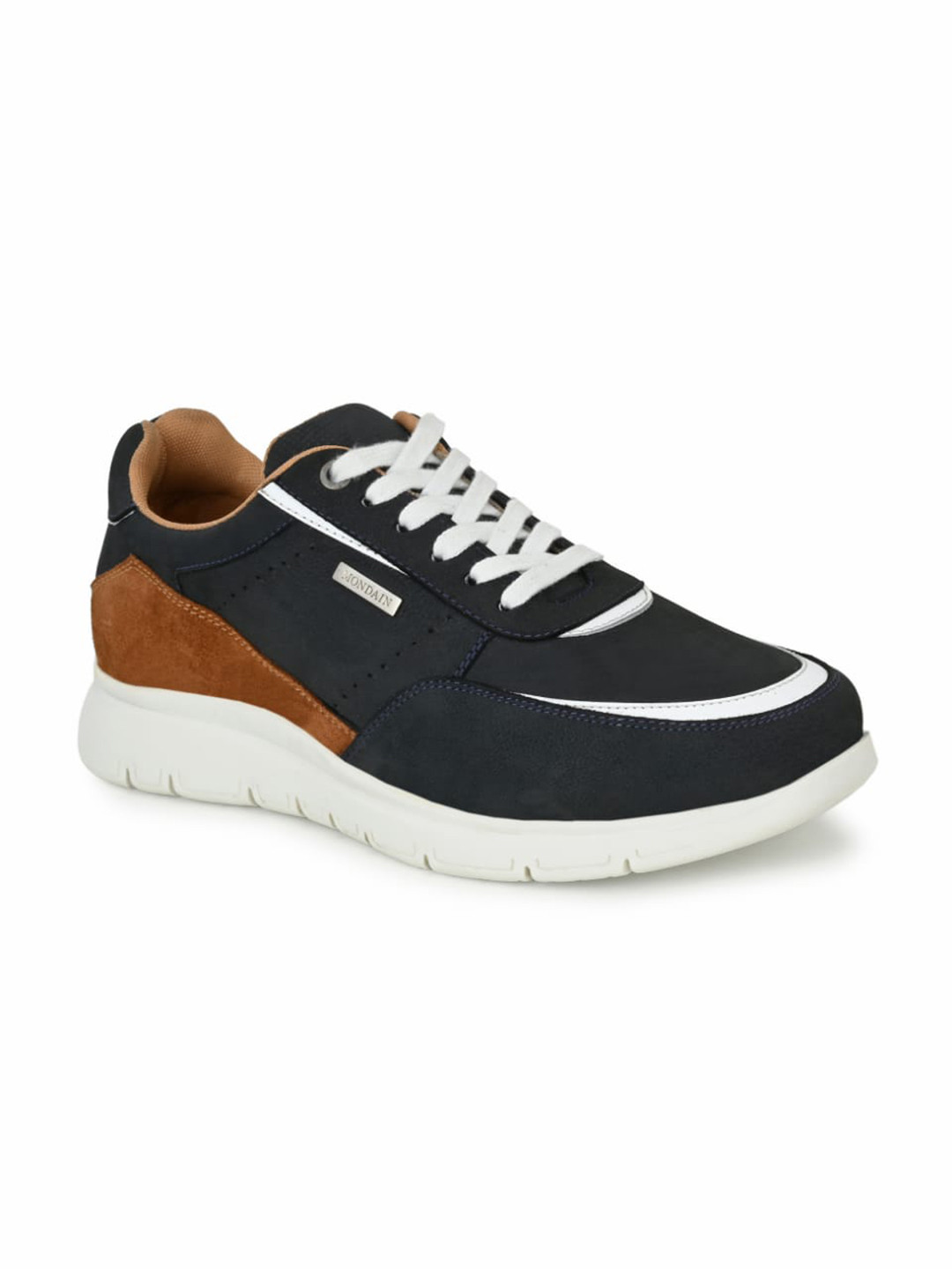 MONDAIN Men Blue Colourblocked Leather Sneakers