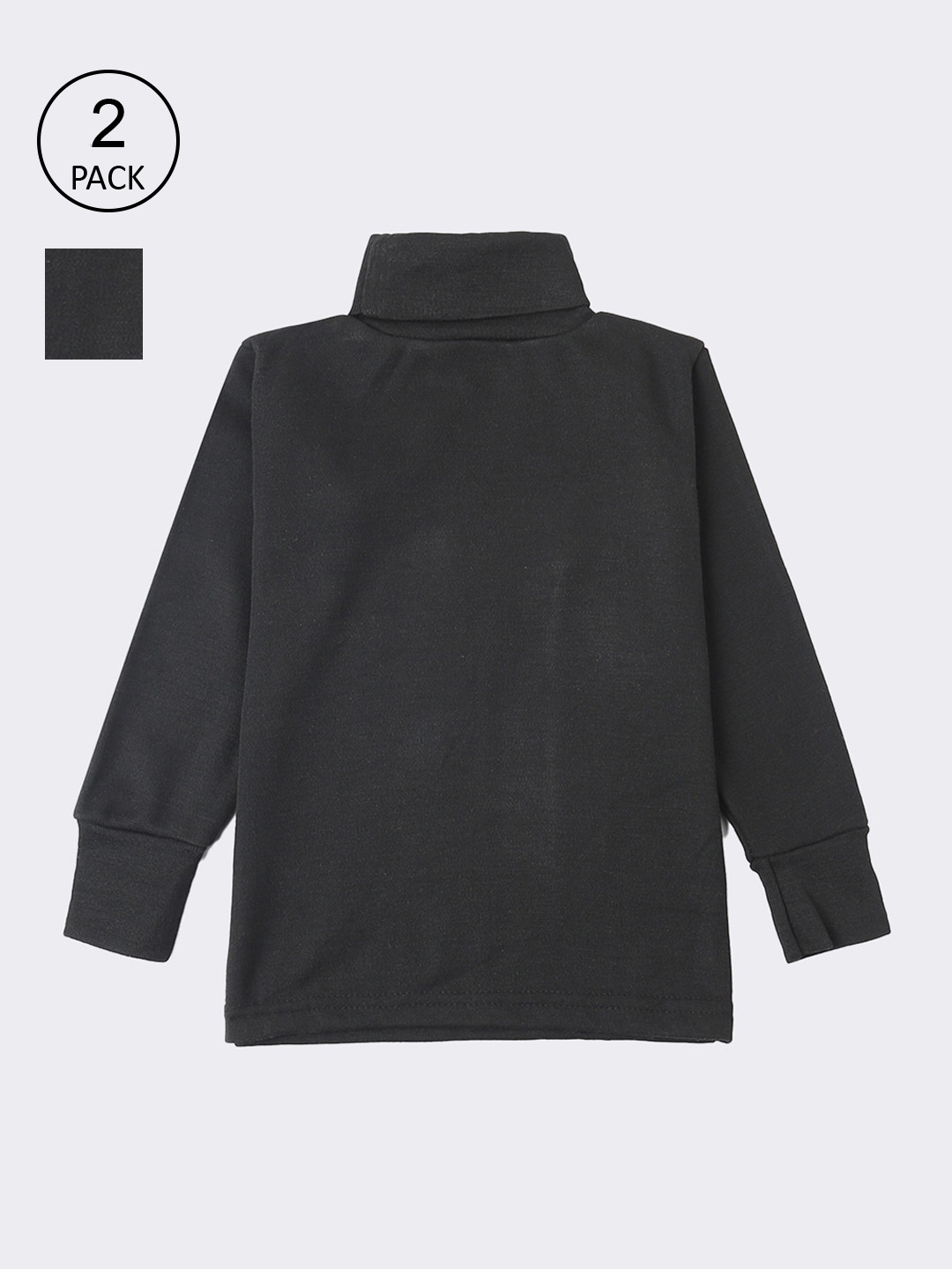 Lux Cottswool Boys Pack Of 2 Black Solid Cotton Thermal Tops