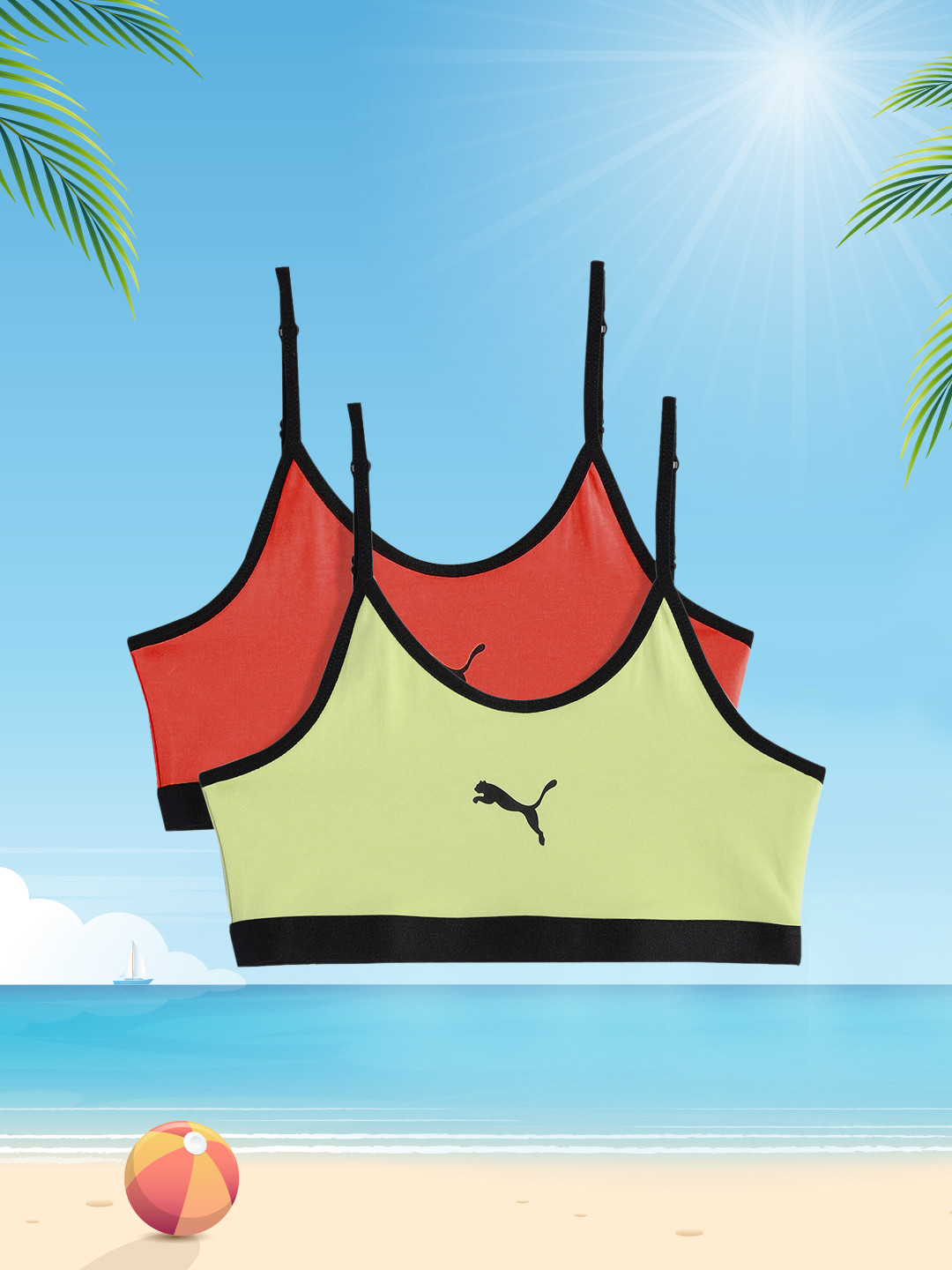 Puma Girls Pack of 2 Youth Beginners Bra Top